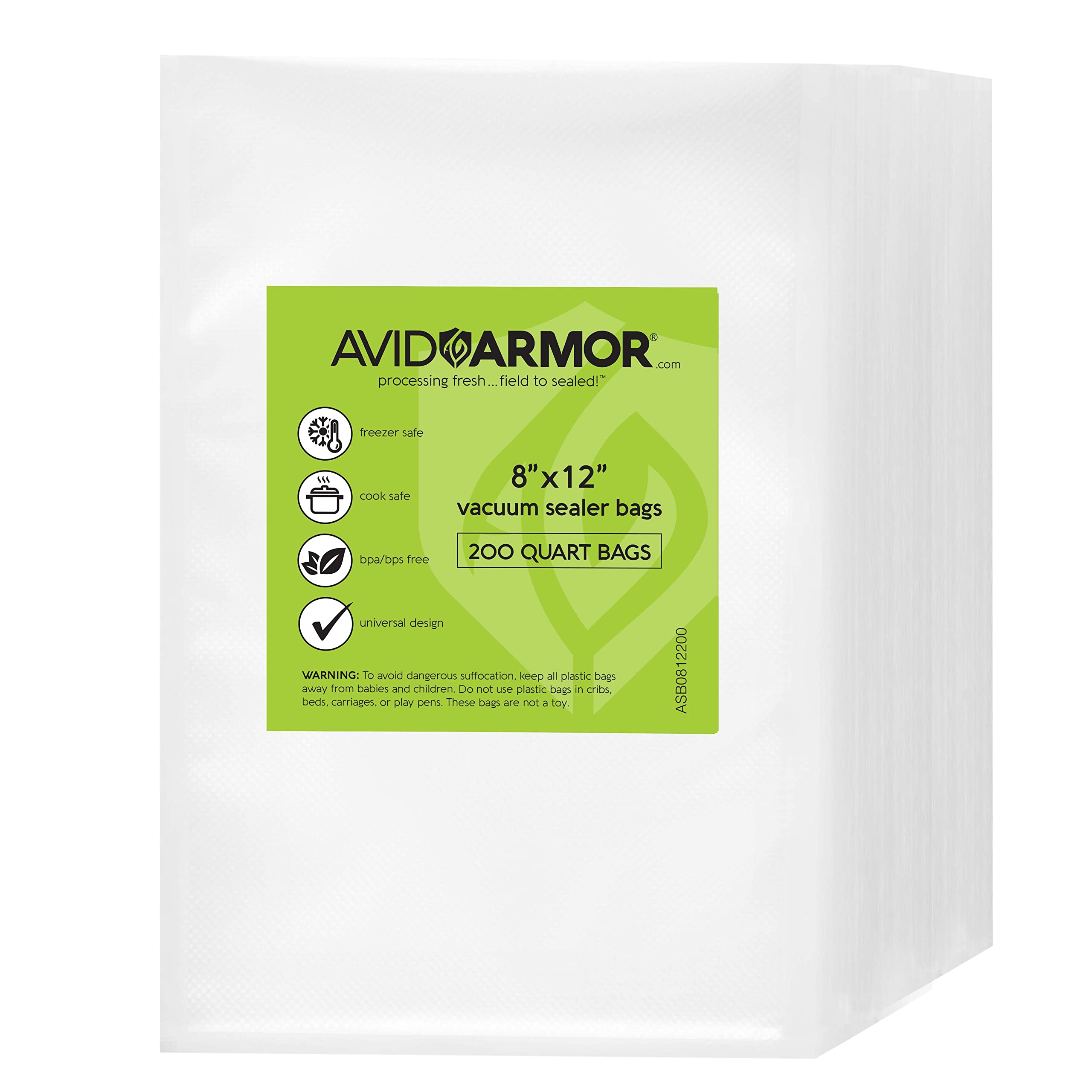 Avid Armor Vacuum Sealer Bags 200 Quart 8x12 For Food Saver, Commercial  Grade, BPA Free, Heavy Duty, Pre-cut, for Vac Storage, Meal Prep, Sous  Vide