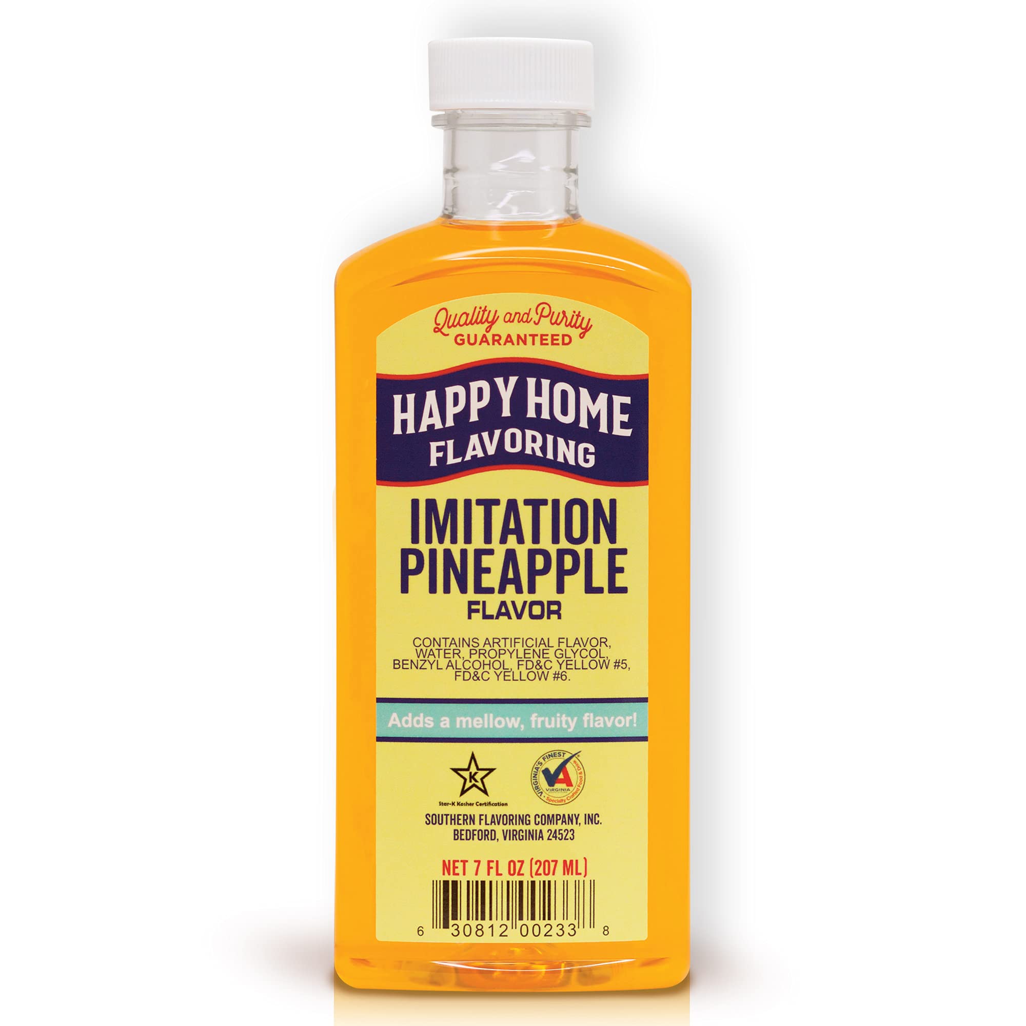 Happy Home Natural Orange Flavoring, Non-Alcoholic, Certified Kosher, 7 oz.  Plastic Bottle. 
