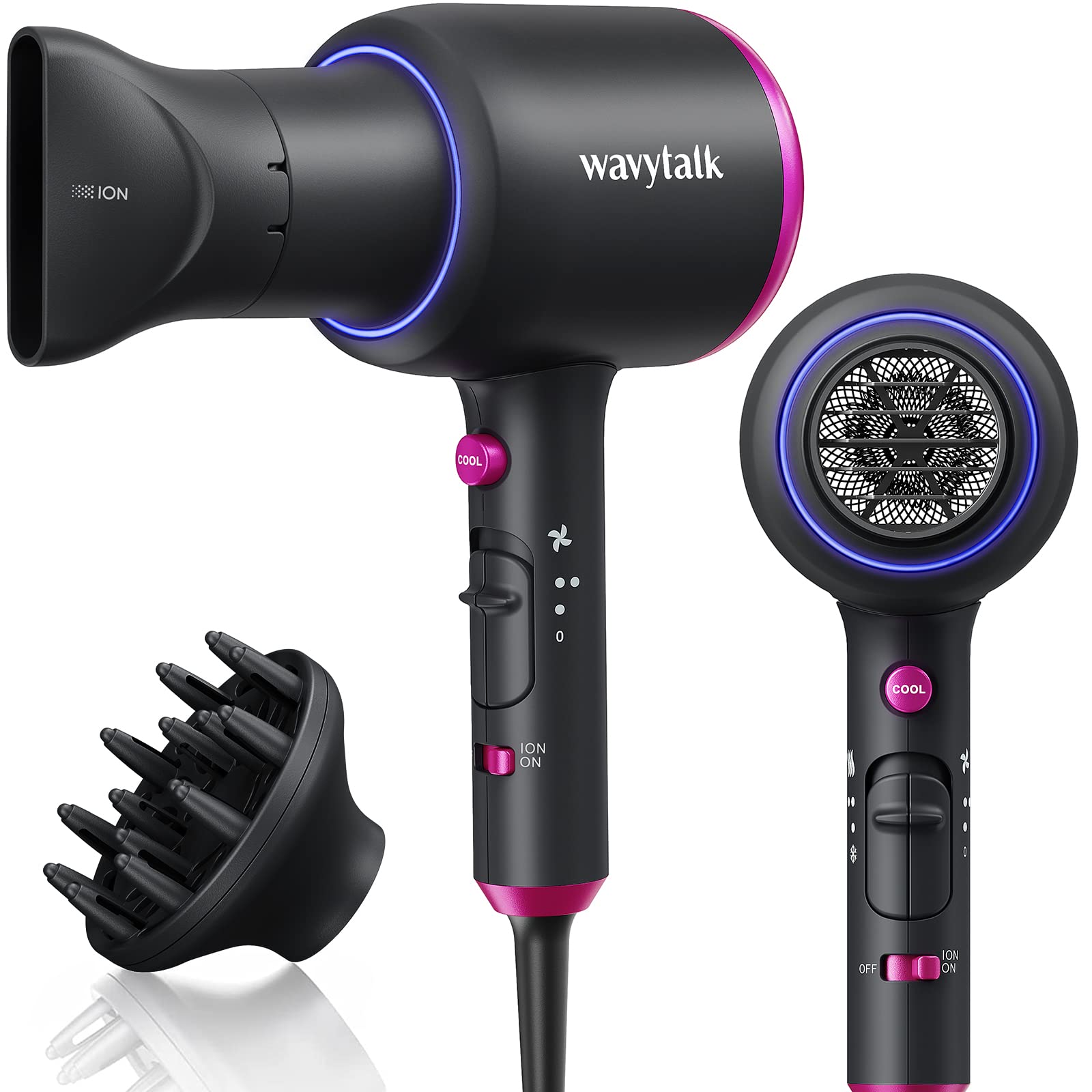 Wavytalk Professional Hair Dryer With Diffuser 1875w Blow Dryer Ionic Hair Dryer For Women With 