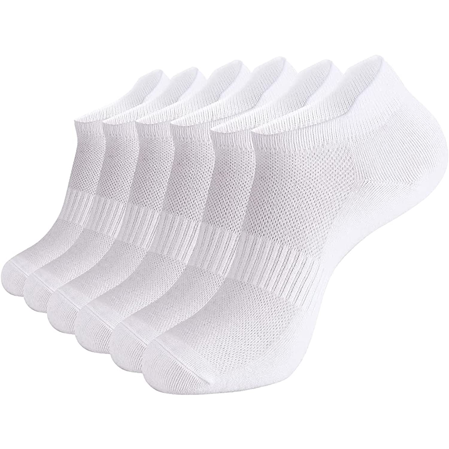 6 Pair Women Ankle Socks Low Cut Fit Crew Size 9-11 Sport Black White Grey  