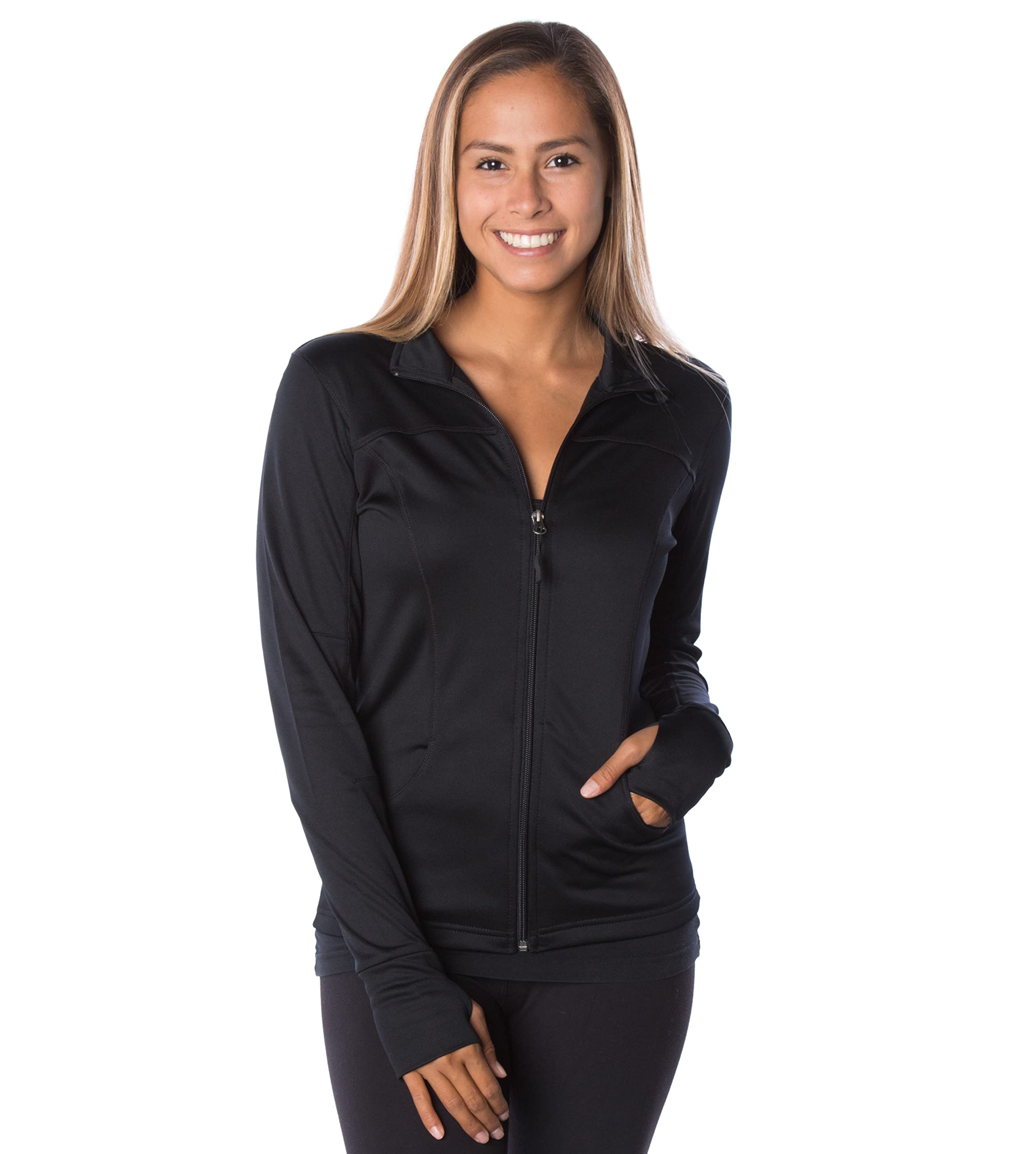 Global Blank Athletic Workout Jackets for Women, Full Zip-Up