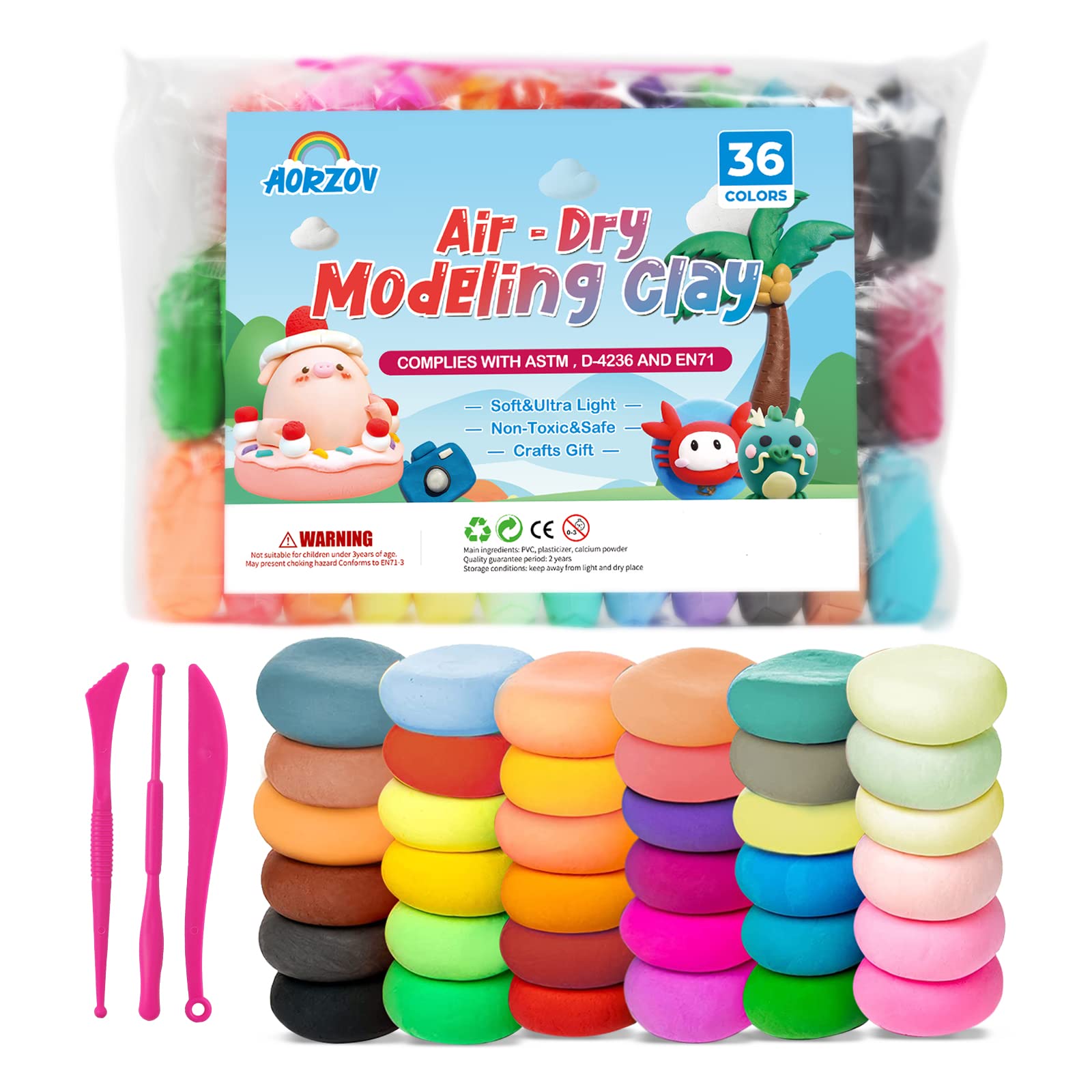 Air Dry Clay 36 Colors Children Space Clay Color Modeling Clay Craft DIY  Kit