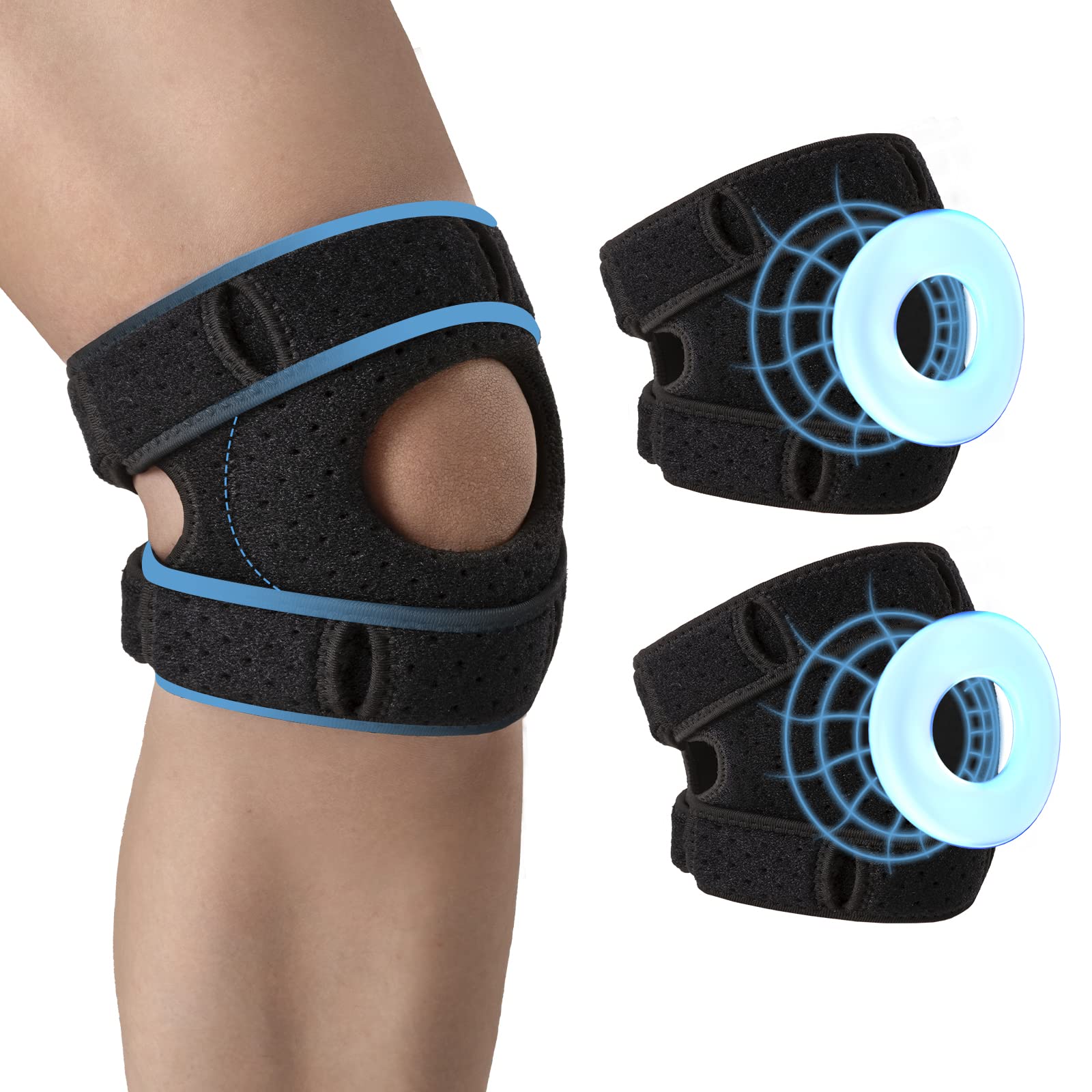 2 Pack Knee Compression Sleeve - Knee Brace for Men & Women, Knee