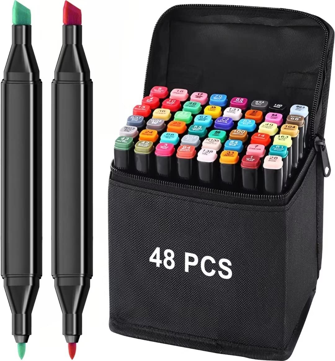Double Tipped Art Marker Set for Artist Adults Coloring Sketching