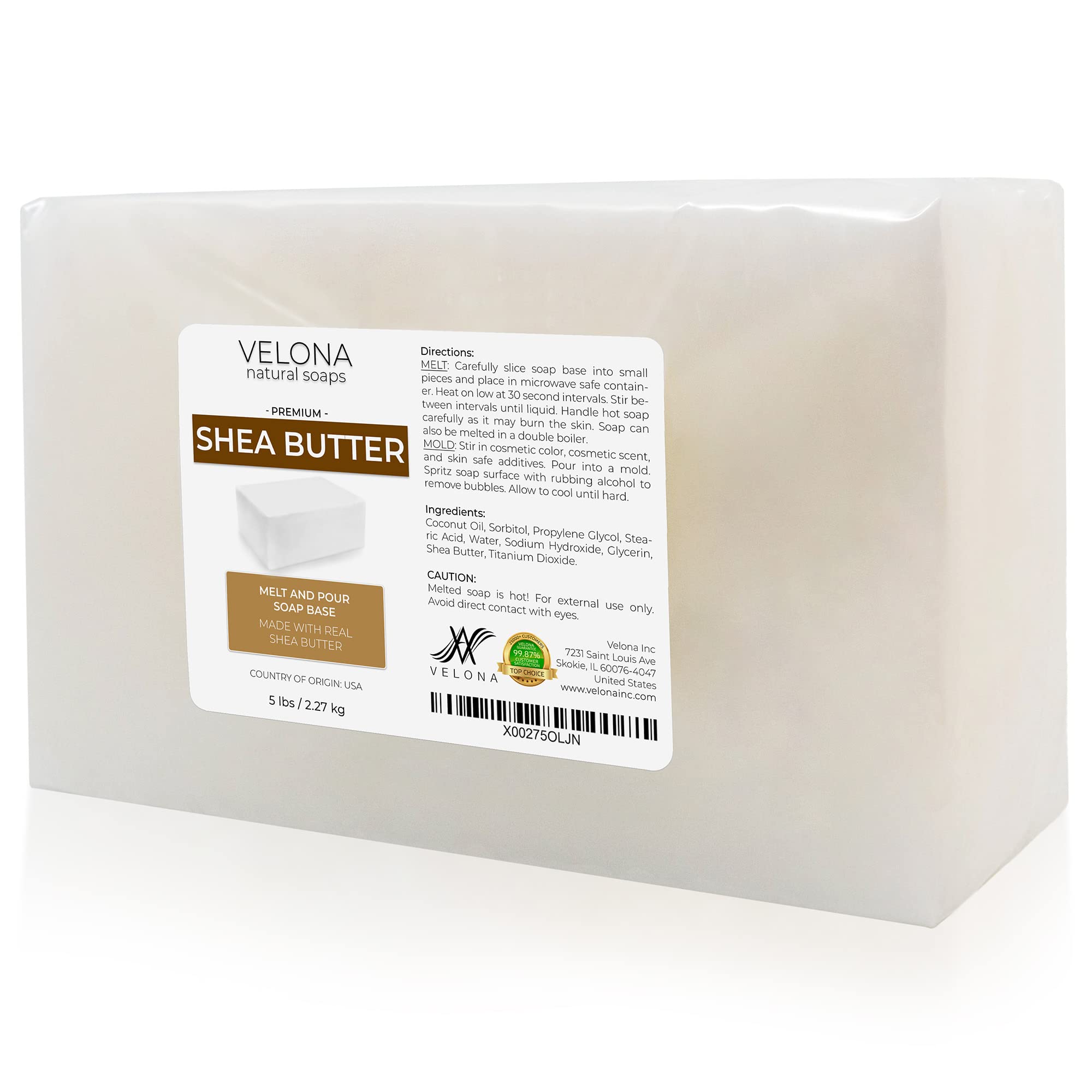 Velona Shea Butter Soap Base - 5 lb, Melt and Pour, SLS/SLES Free