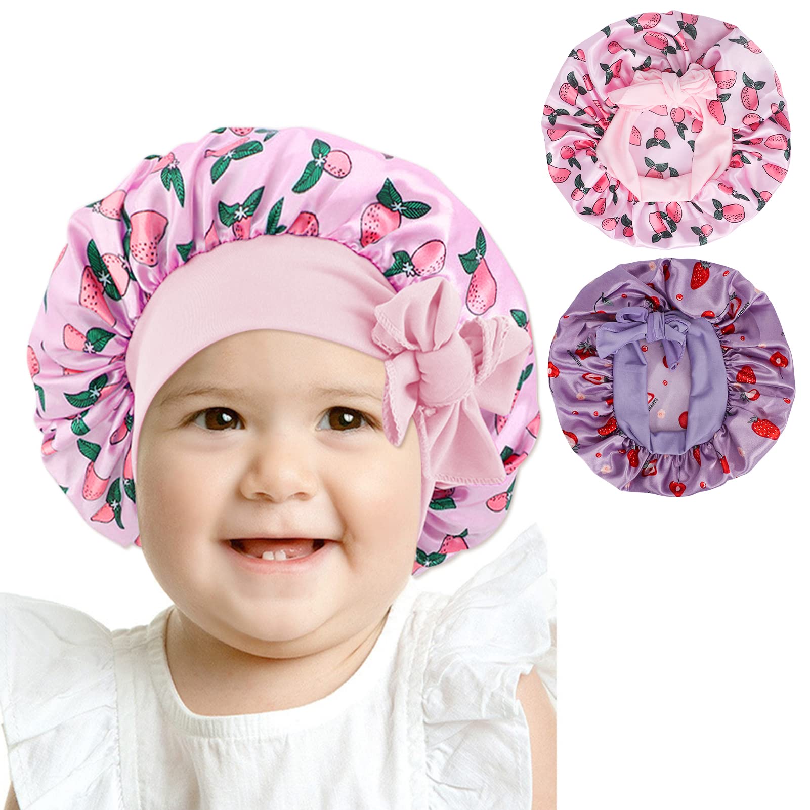  Arqumi Pack of 2 Satin Sleeping Bonnet for Kids, Soft Satin  Sleep Bonnet with Elastic Strap, Adjustable Sleep Cap Hair Bonnet for  Children, Pink+Purple : Beauty & Personal Care