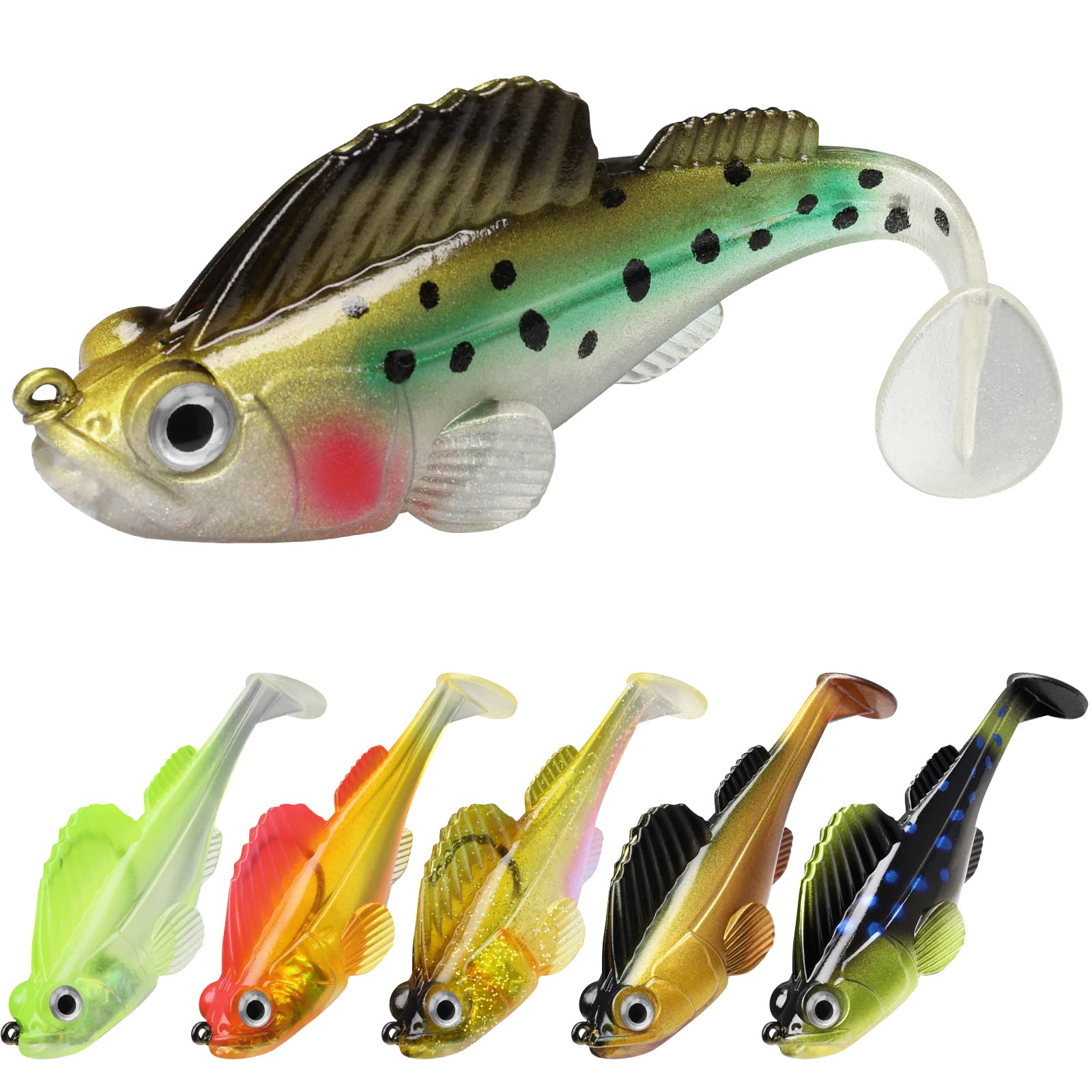 Aofa 12cm/15g Soft Fishing Lures for Bass Jig Head Fishing Soft Plastic  Lures with Hook Sinking Swimbaits for Saltwater and Freshwater Fishing Lures  Kit 
