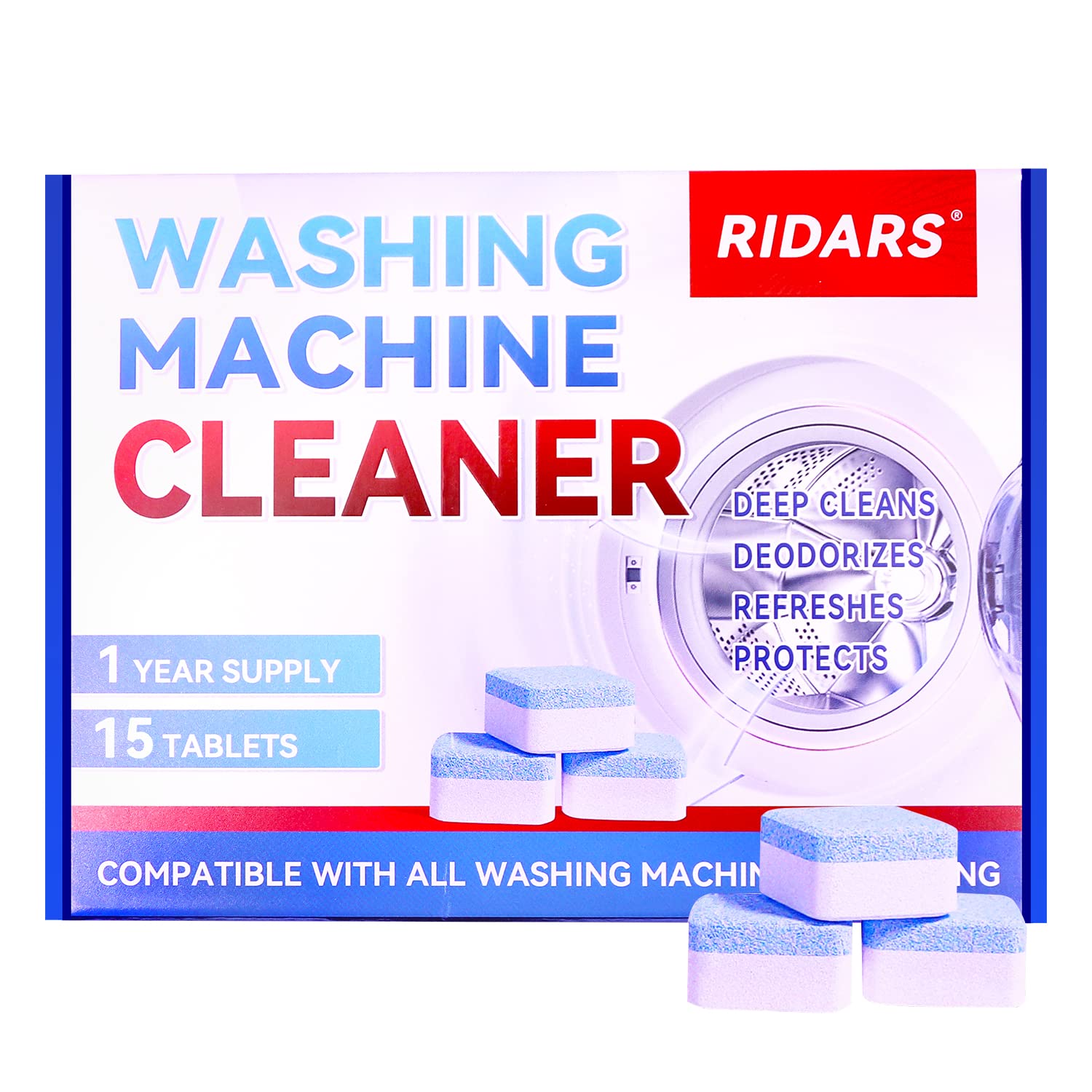  Ridars Washing Machine Cleaner Tablets - Deep Cleaning Washer  Cleaner Tablets For HE Top Load Washer And Front Loader, Clean Laundry Tub  And Inside Drum Seal (12 Tablets) : Health & Household