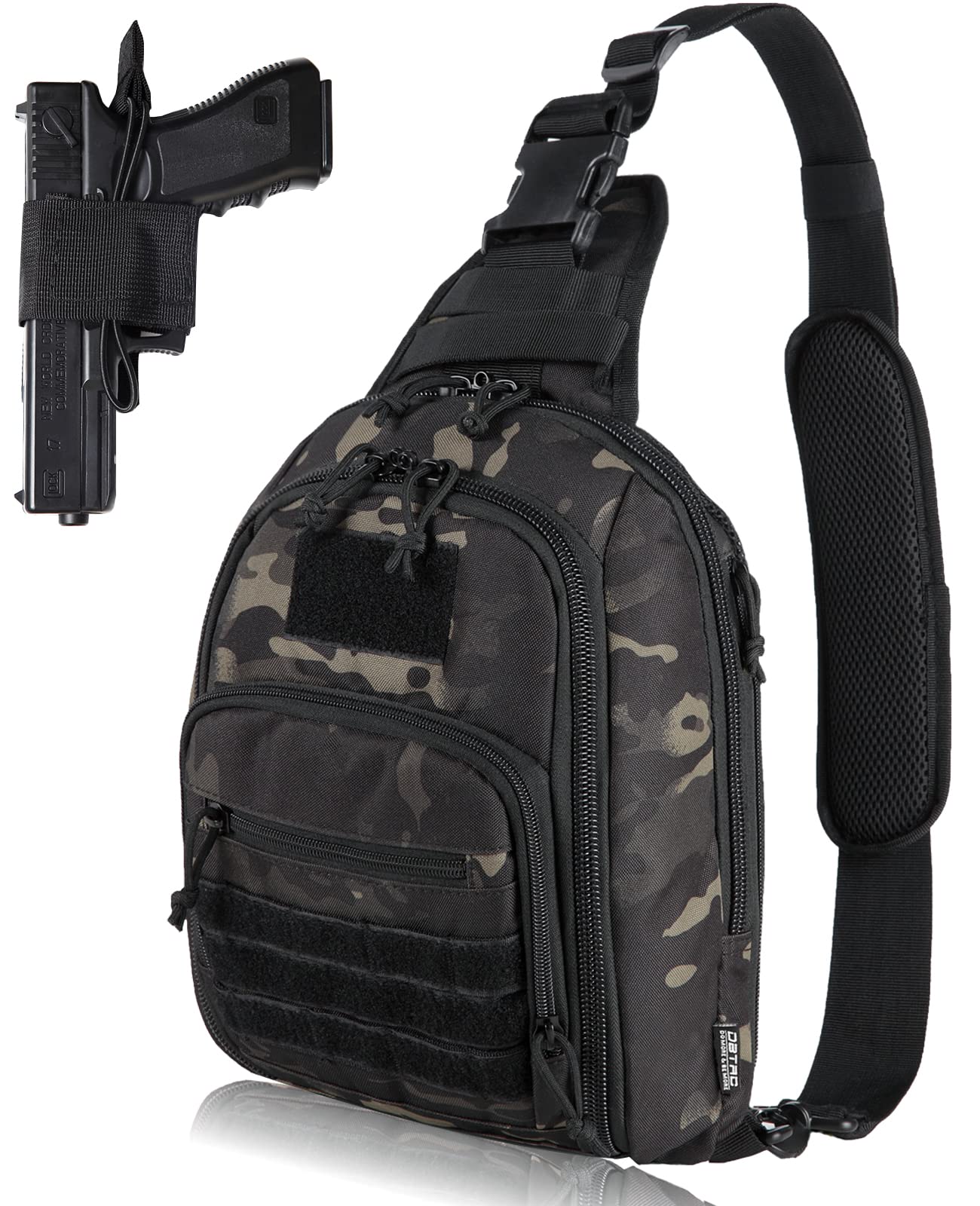DBTAC Tactical Sling Bag Compact Chest Pack Small Full Size Concealed Carry  Shoulder Bag for Range