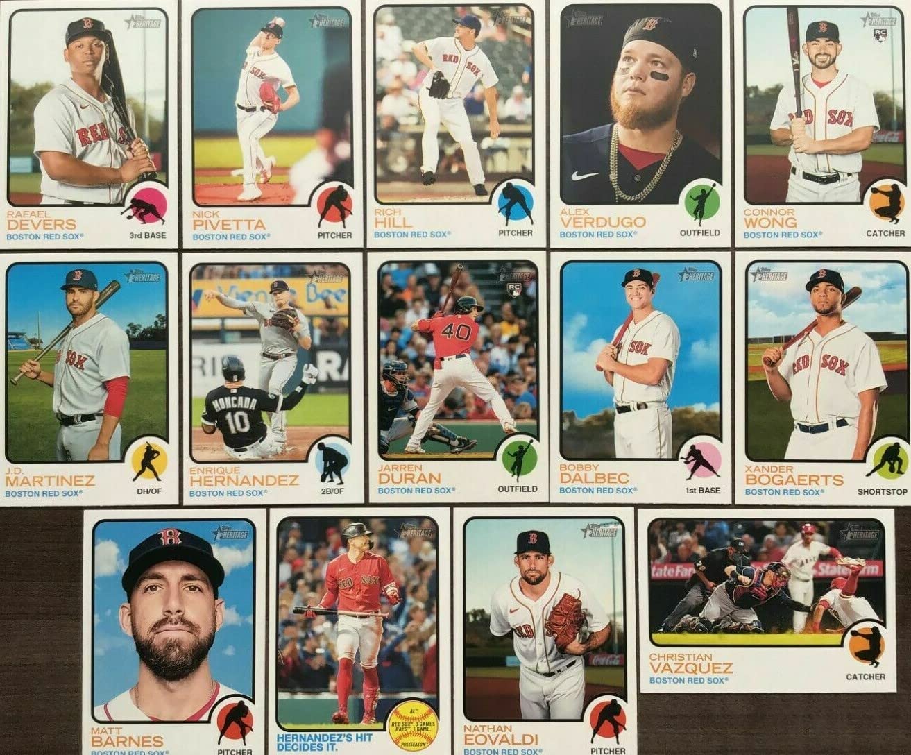  2022 Topps Heritage Boston Red Sox Team Set of 14