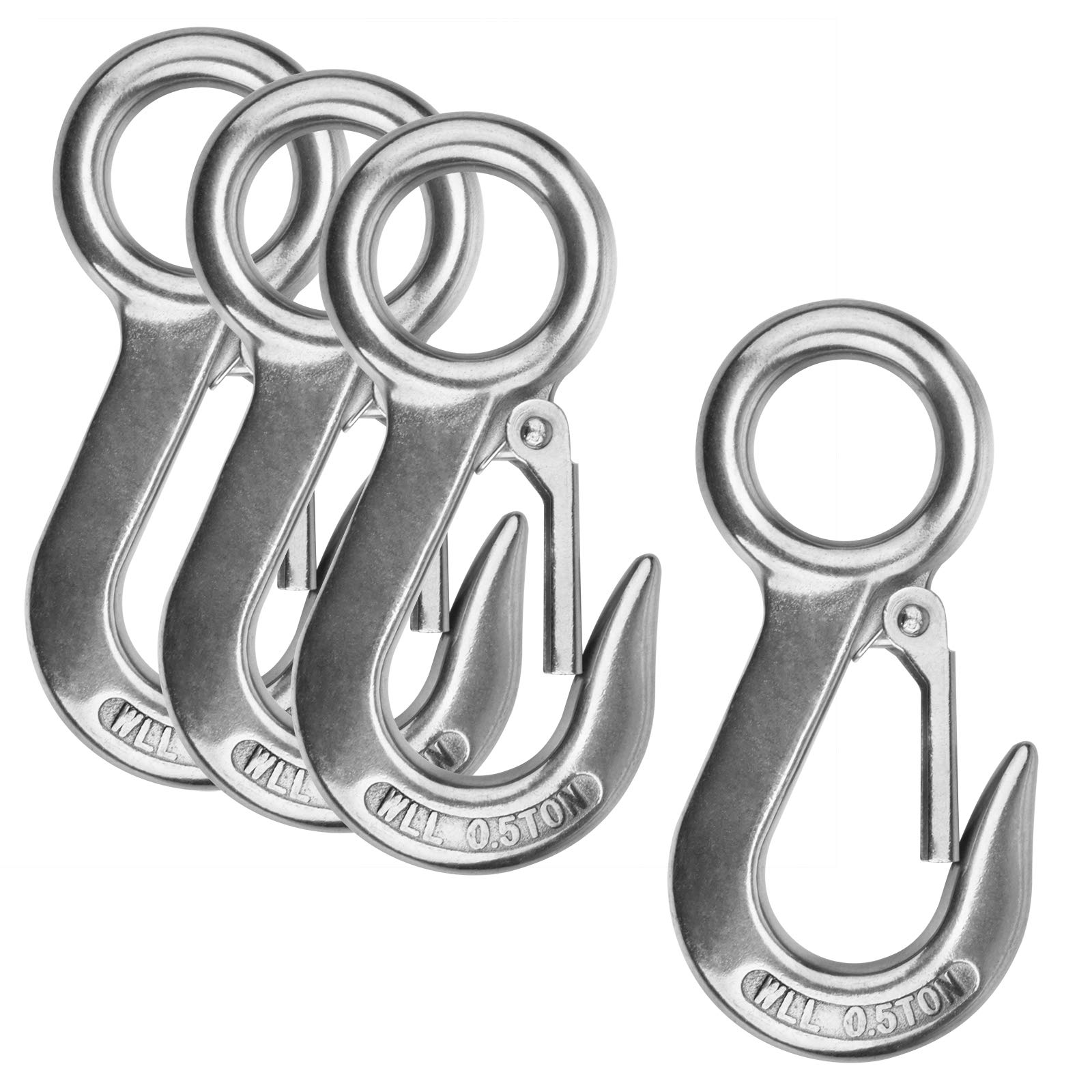 MOUNTAIN_ARK 4 Pack Fast Eye Safety Snap Hook 304 Stainless Steel Spring  Hook with 1 inches