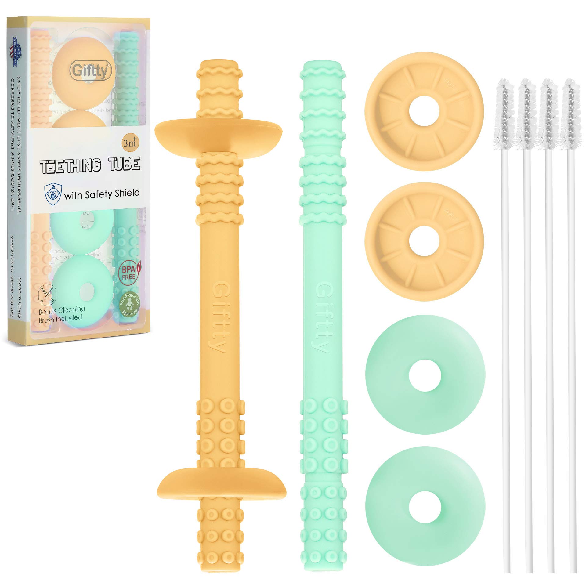 Shield baby teether has a unique textured design that provides