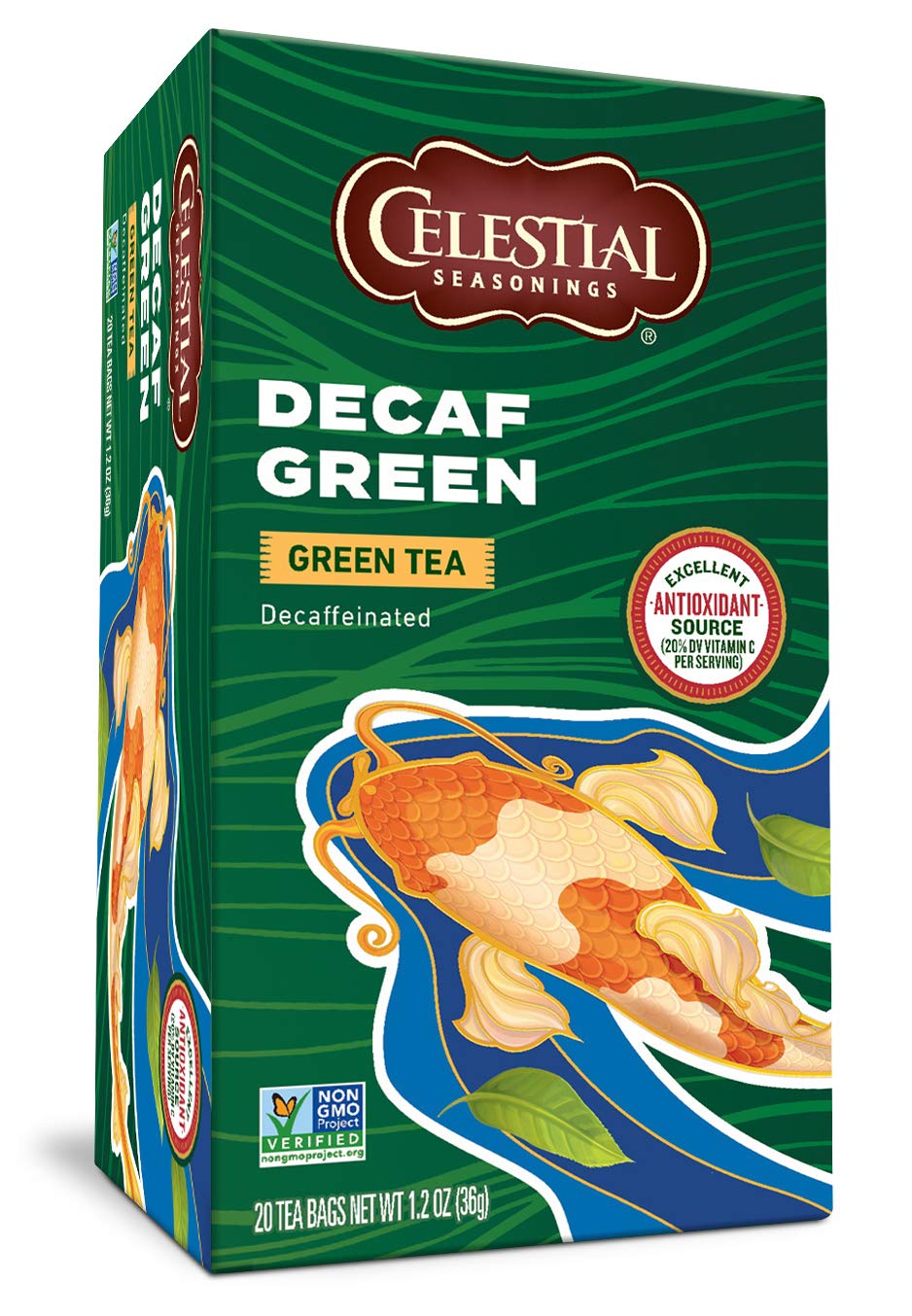 Celestial Seasonings, Green Tea, with White Tea, Decaf, 20 ct