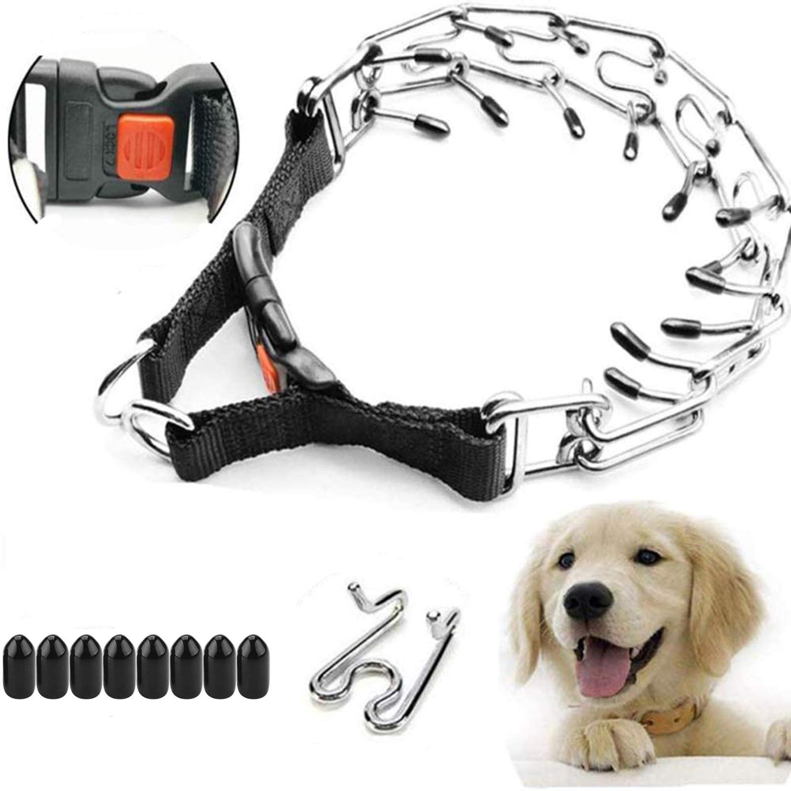 Supet Dog Prong Collar, Adjustable Dog Training Collar with Buckle