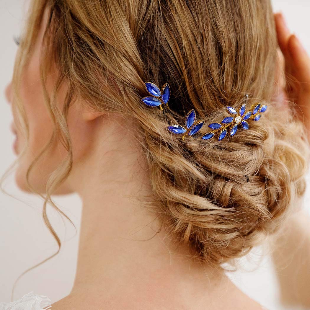 Crystal Hair Pins Something blue Bridal Hair pins Bridal Wedding Hair  Accessories Something blue Hair pins Bridesmaids Gift Silver Hair Pins