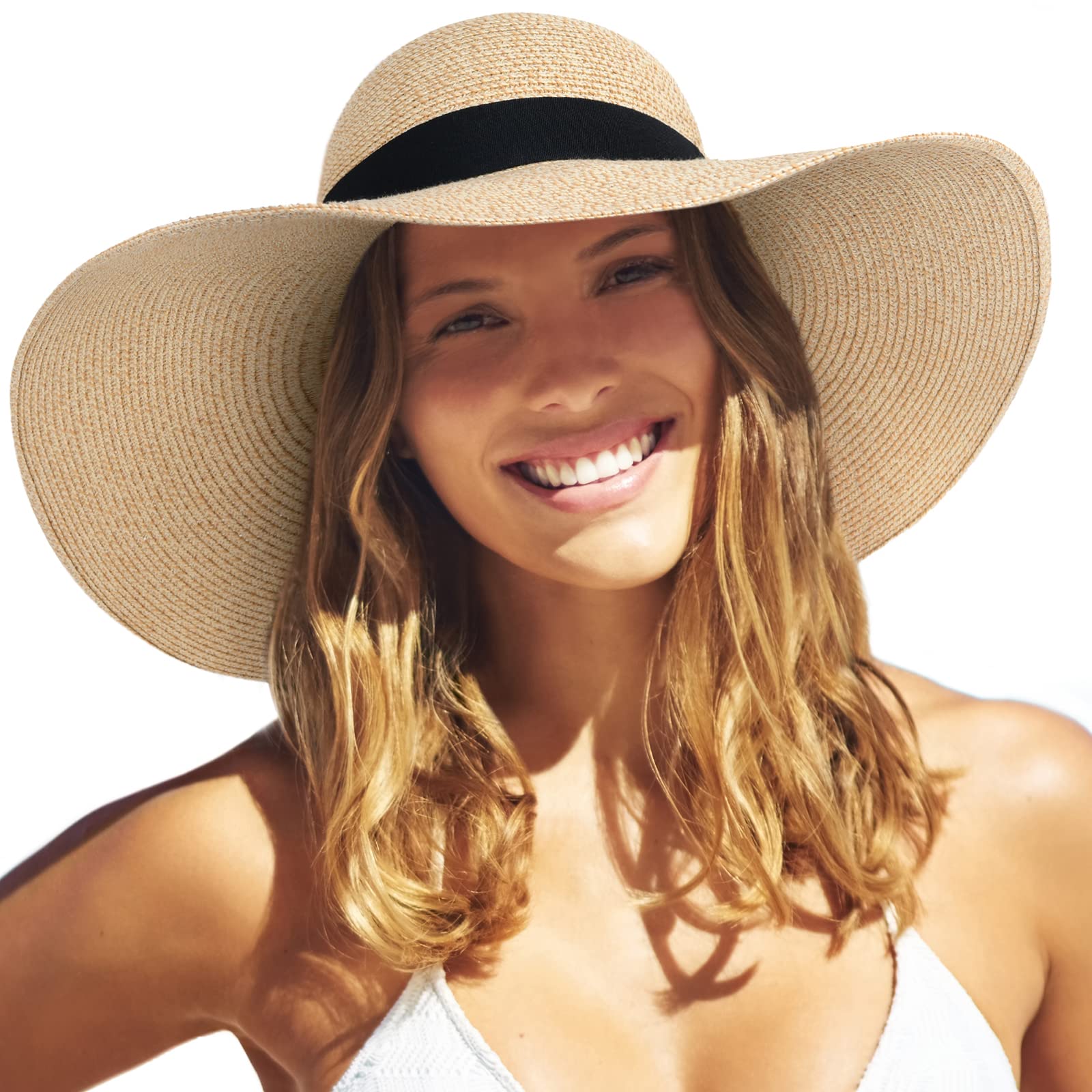 Women's Beach Hat Portable Packable Roll Up Wide Brim Sun, 50% OFF