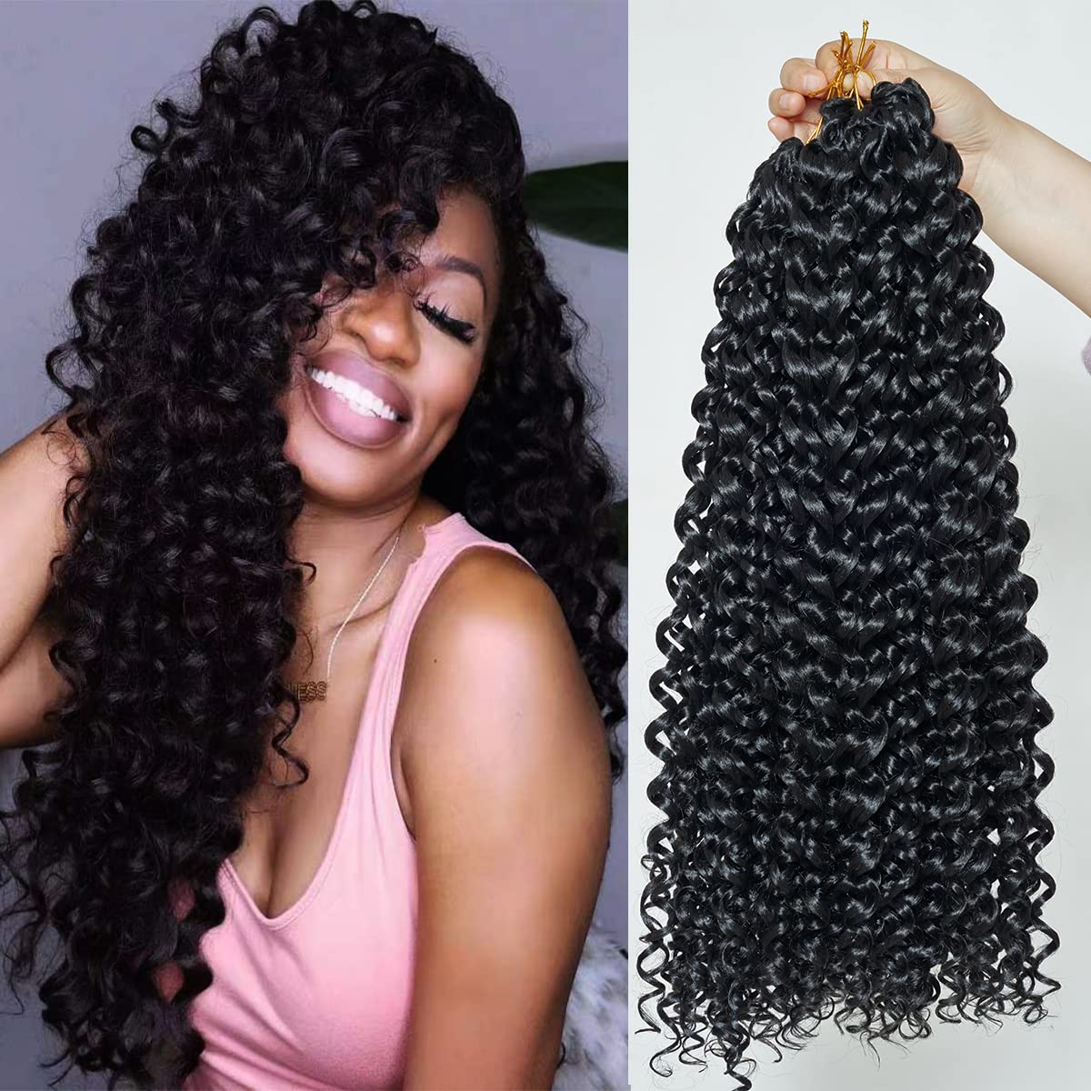  ENBEAUTIFUL 18 Inch 8 Packs Curly Crochet Hair Beach Curl  Water Wave Crochet Hair Deep Wave Wavy Braids Curly Crochet Hair For Black  Women(18inch, 8packs, 1b) : Beauty & Personal Care