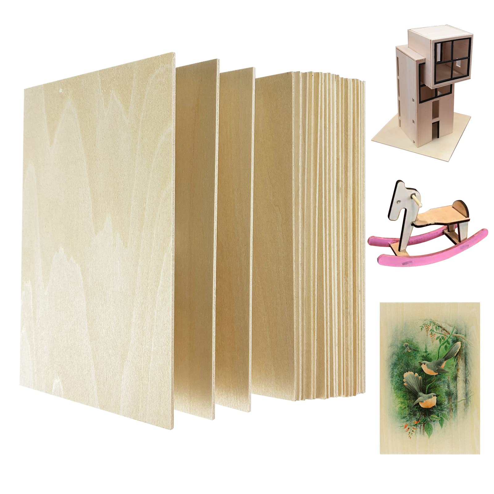 10Pcs Basswood Sheets 1/8 Inch Thick Plywood Sheets 10 X 10 Inch DIY Craft  Unfin