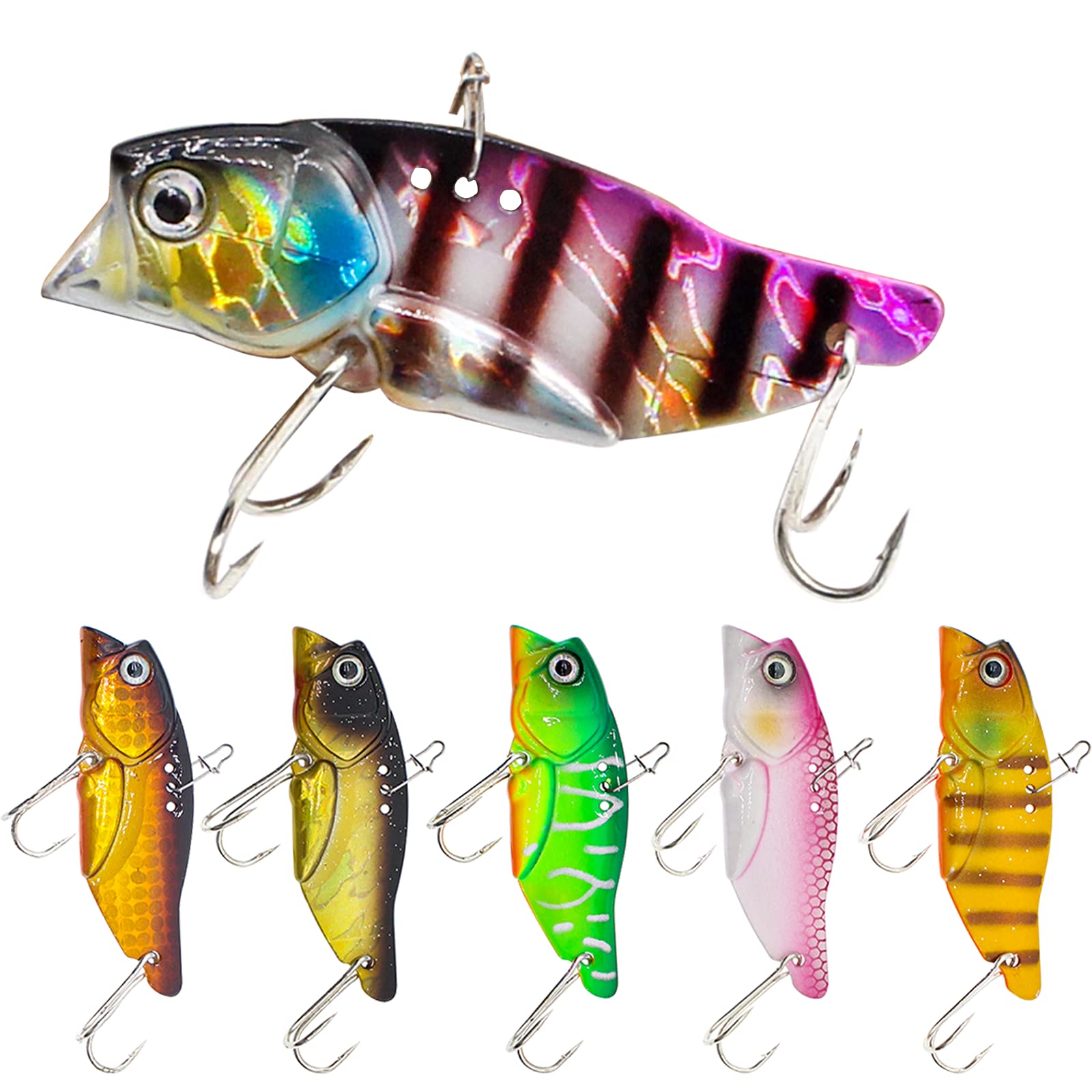 Ghanneey Fishing Lures Fishing Spoons Fishing Spinner Blades Spoon with  Treble Feather Hooks for Trout Salmon Bass Crappie Pike B:Fishing Spoon  Lures 6pcs
