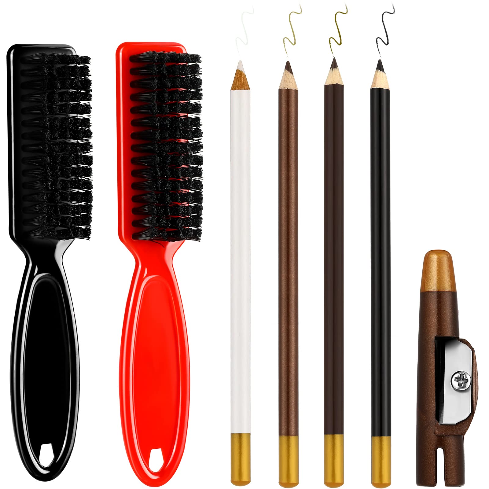 6 Pieces Barber Pencil Set 4 Barber Pencils with Built-in Sharpener and 2  Barber Blade