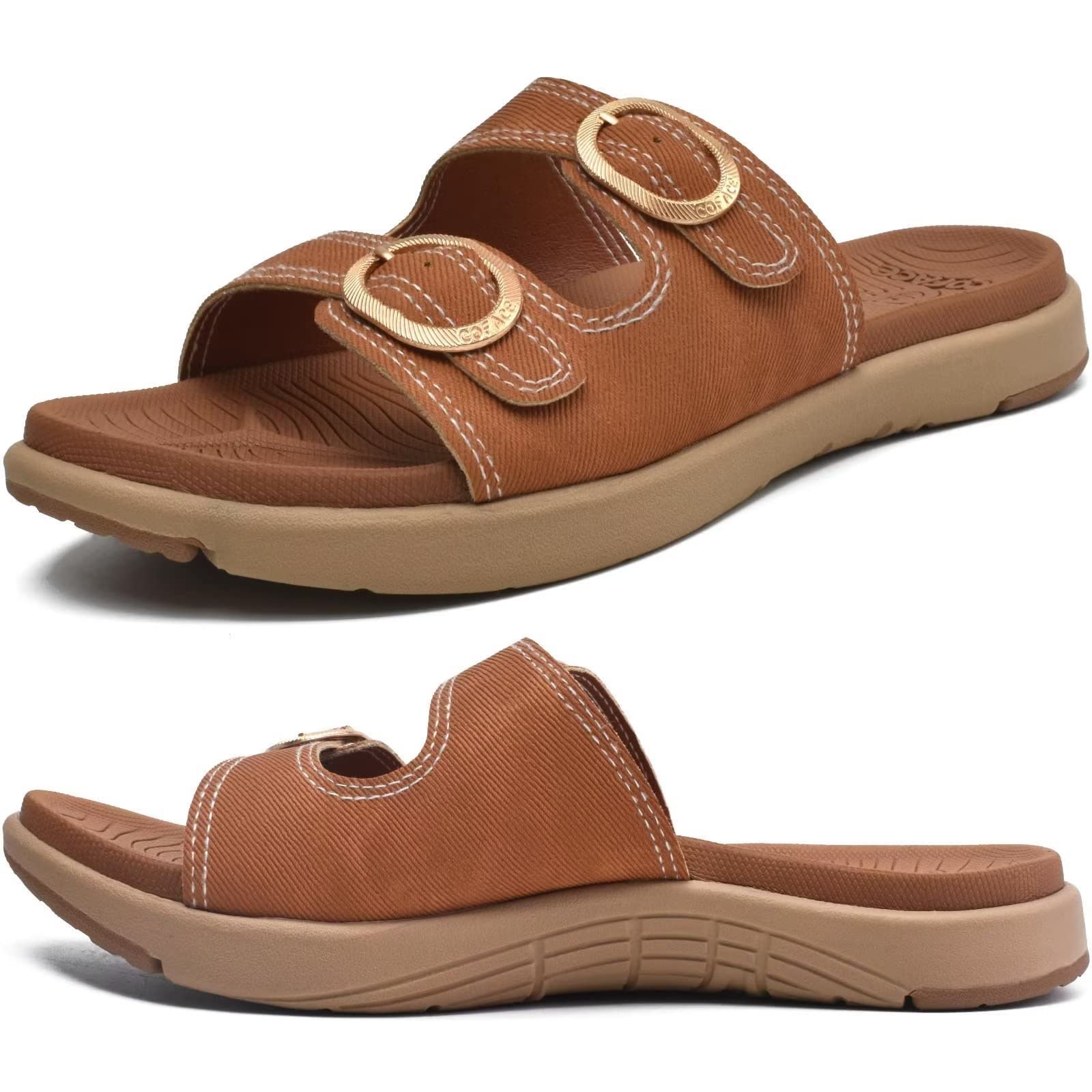 CTEEGC Womens Sandals Plus Size Flat Arch-Support Shoes Beach