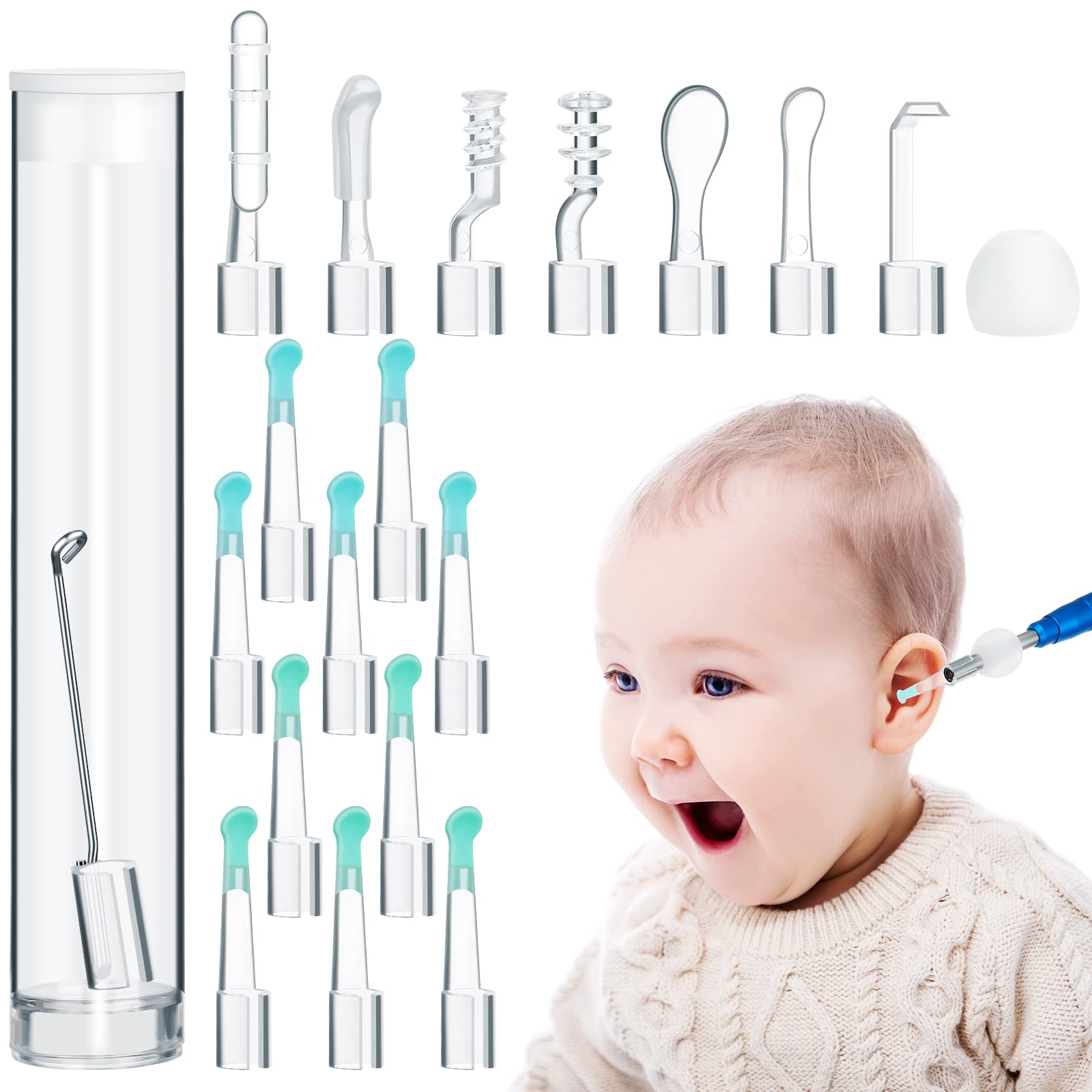 Health Accessories）Silicone Baby Ear Spoon Double-headed Ear Wax Pickers  Cleaning Stick Soft Baby Ear Scoop Ear Wax Curette Picker Ear Nose Cleaner