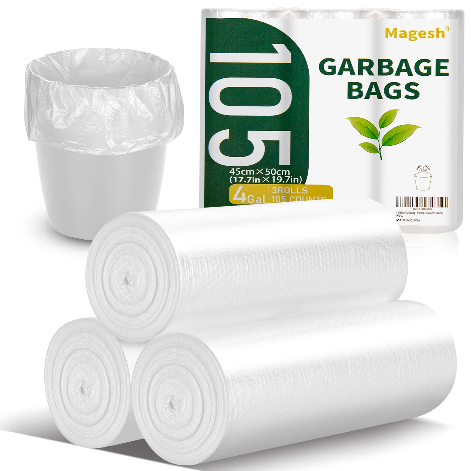 4 Gallon Small Trash Bags, Magesh 4 Gallon Trash Bag Strong, Leakage-Free, Small  Garbage Bags