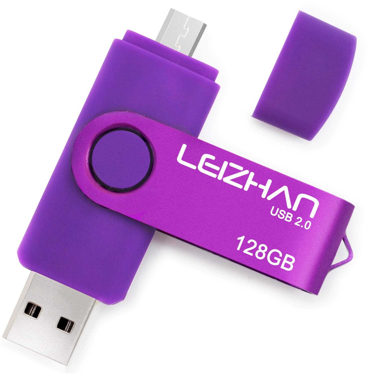 Leizhan OTG Micro USB Flash Drive 128GB Pen Drive for Micro USB Android  Phone Pendrive USB 2.0 Memory Stick Compatible with Samsung Galaxy Xiaomi LG  Sony One-Plus HTC Meizu Purple 128GB Purple(Micro+USB2.0)