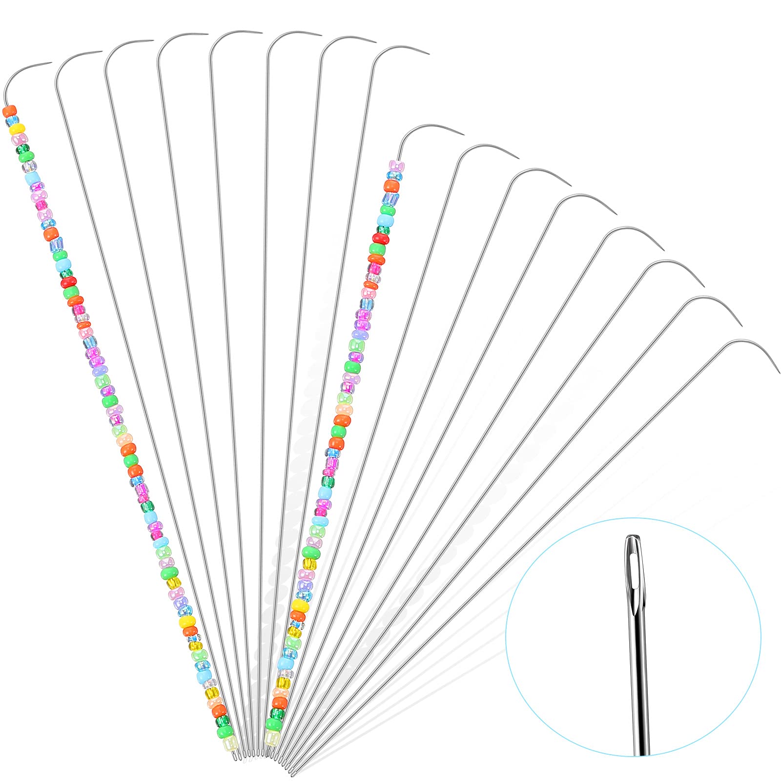 Steel Beading Needles with Hook for Bead Spinner 