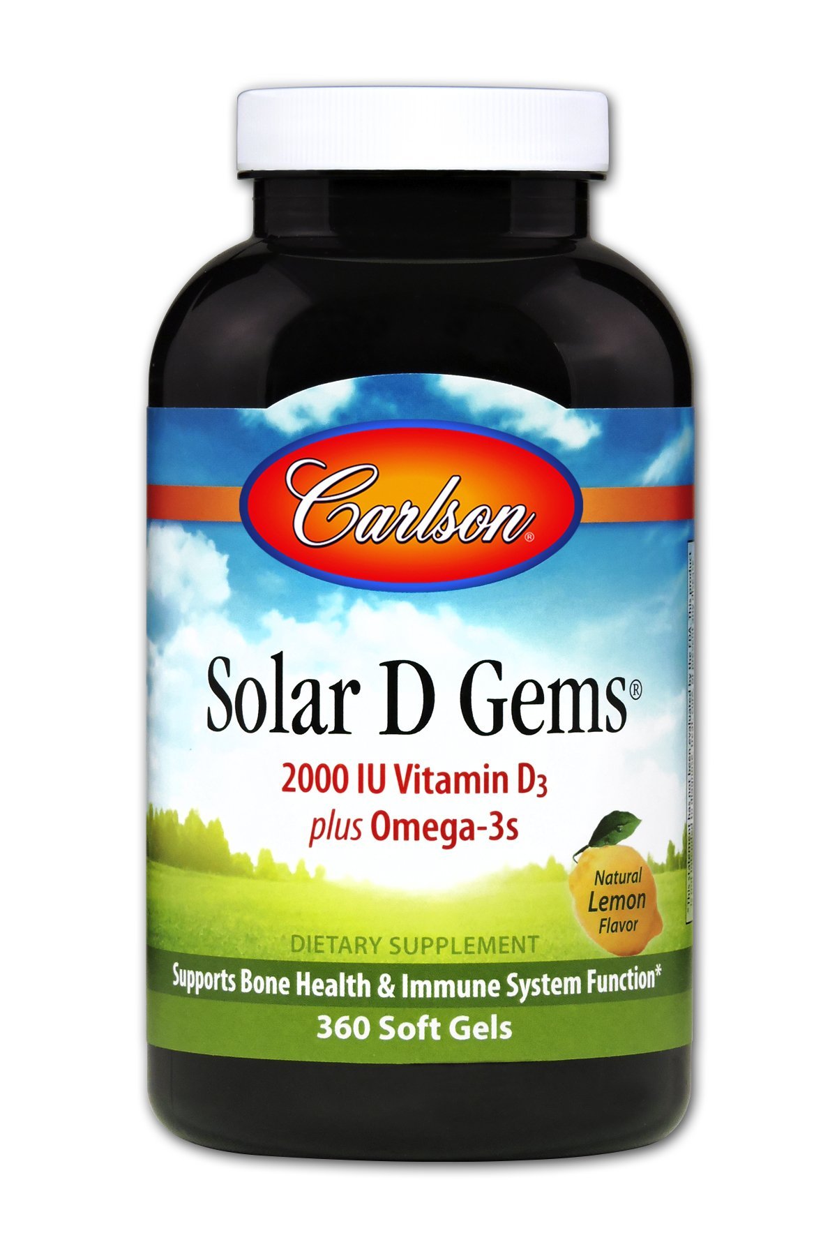 Carlson Labs Solar D Gems Vitamin D3 Omega 3s Natural Lemon