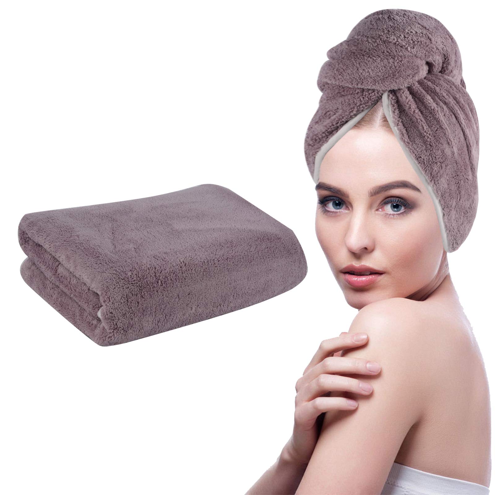 Curly Girl Extra Large Microfiber Hair Towel for Curly Hair, Large 44 x 26 Inches, Super Absorbent Quick Drying Hair Towel Lavender