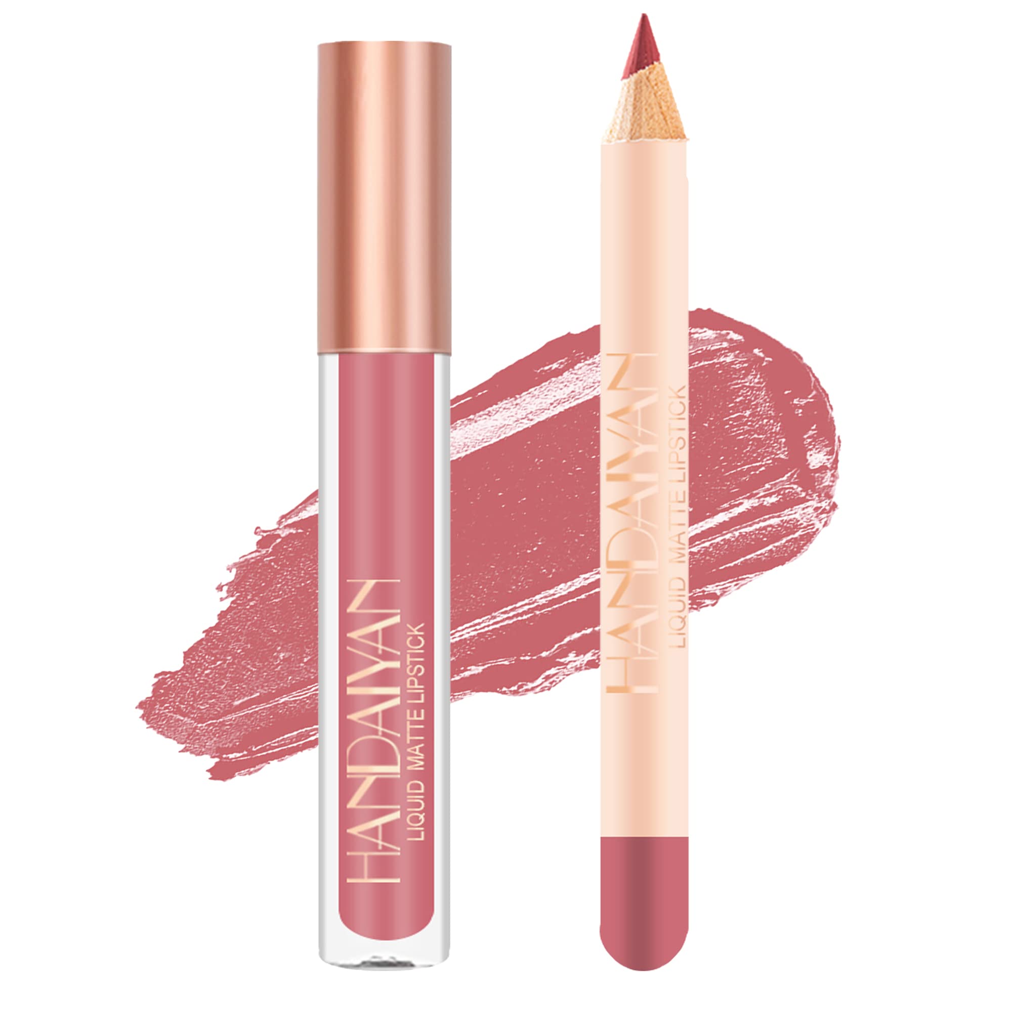  2 Pcs Lip Liner and Lipstick Set,Pigmented Velvet
