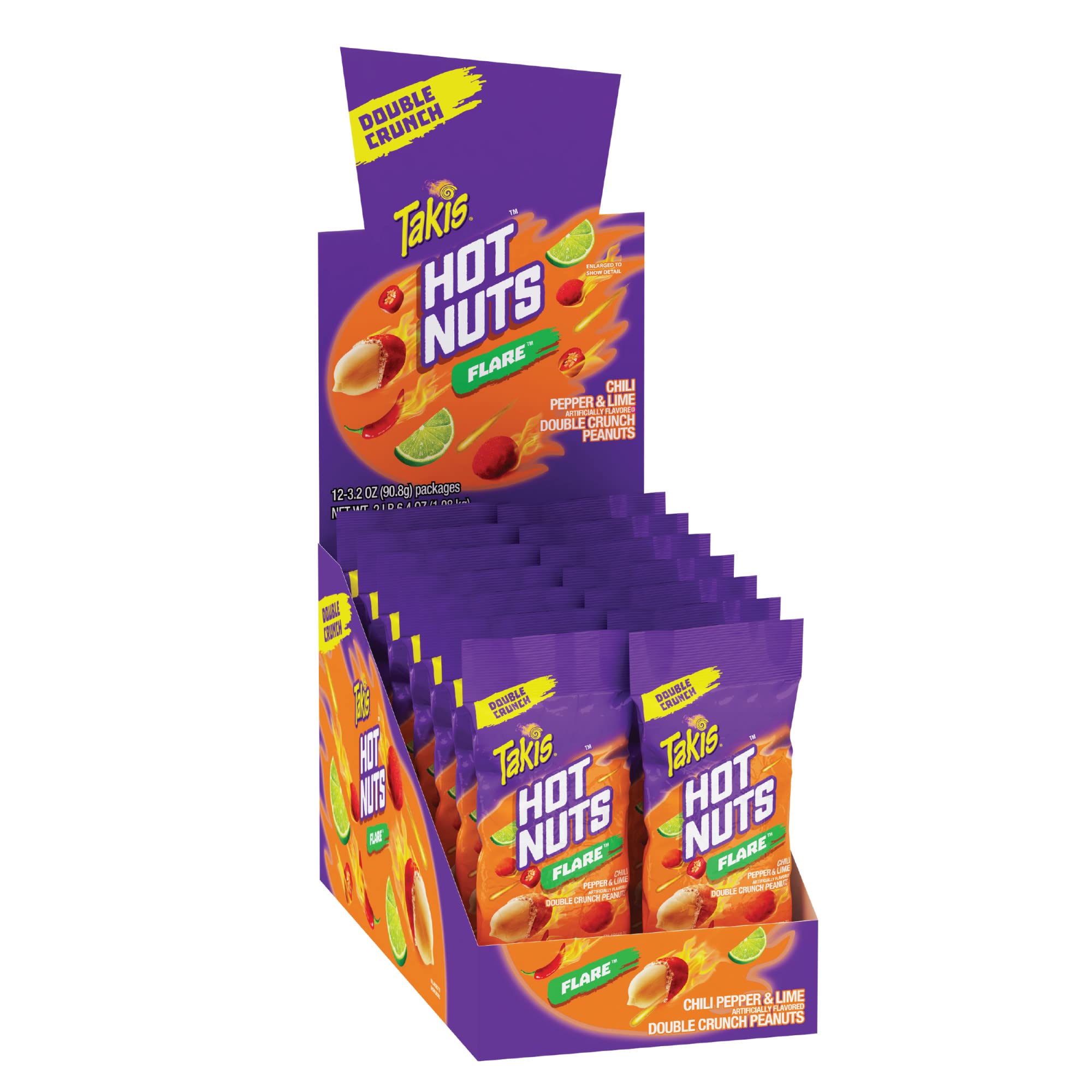 Takis Hot Nuts Flare Double Crunch Peanuts 12 Individual Bags Chili Pepper And Lime Flavor 3