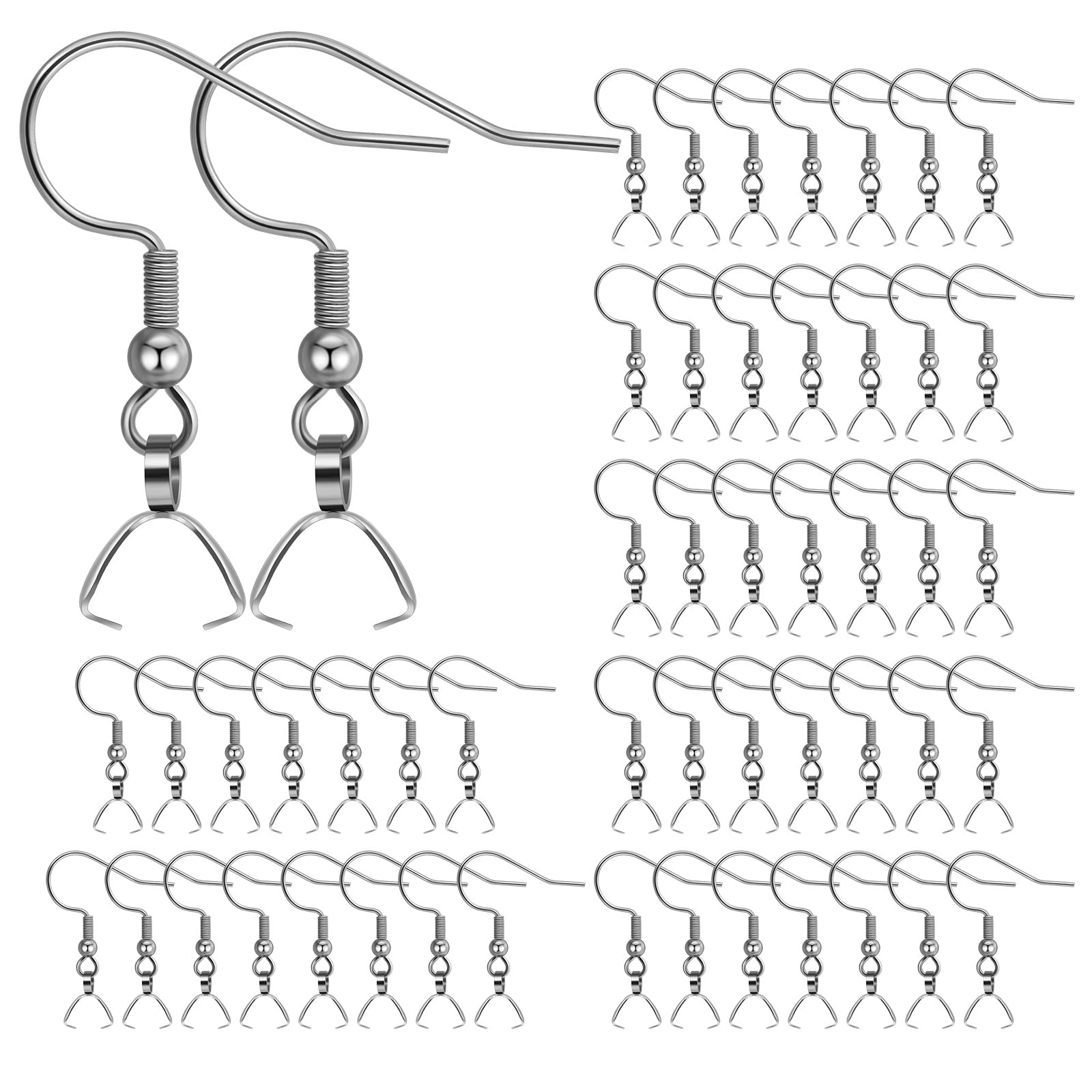 Earring Hooks 50PCS/25Pairs, Stainless Steel Ear Wires Fish Hooks, Hypo-allergenic  Jewelry Findings Parts for