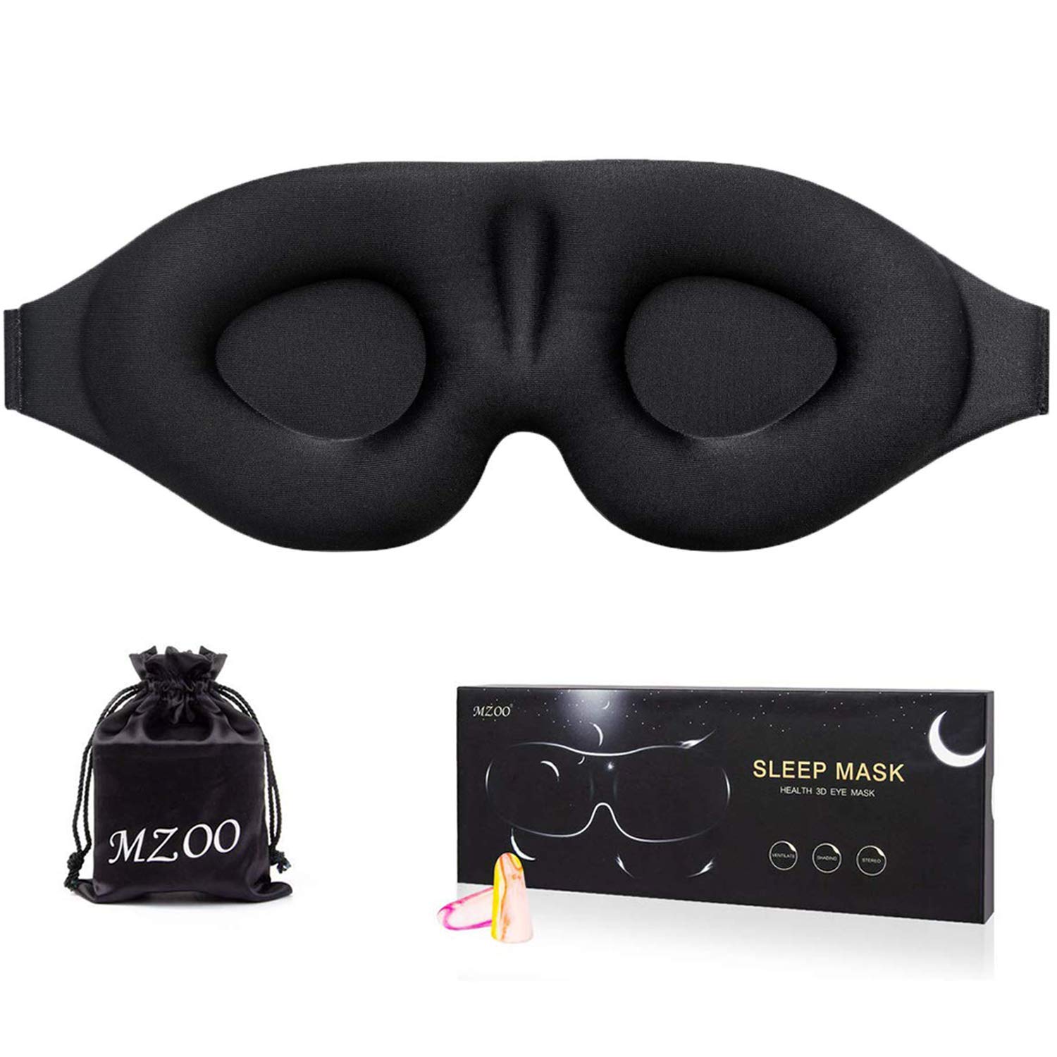 MZOO Sleep Eye Mask for Men Women 3D Contoured Cup Sleeping Mask &  Blindfold Concave Molded Night Sleep Mask Block Out Light Soft Comfort Eye  Shade Cover for Travel Yoga Nap Black
