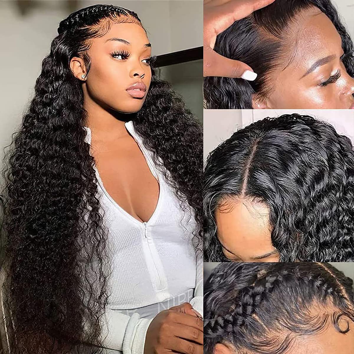 26 Inch Deep Wave Pre Plucked with Hair Lace Front Wigs 9A