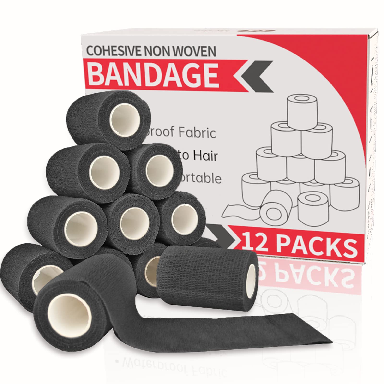 Self Adhesive Wrap Cohesive Wrap Bandages 6 Count 3 x 5 Yards, Medical  Tape, Adhesive Flexible Breathable First Aid Non Woven Rolls, Stretch