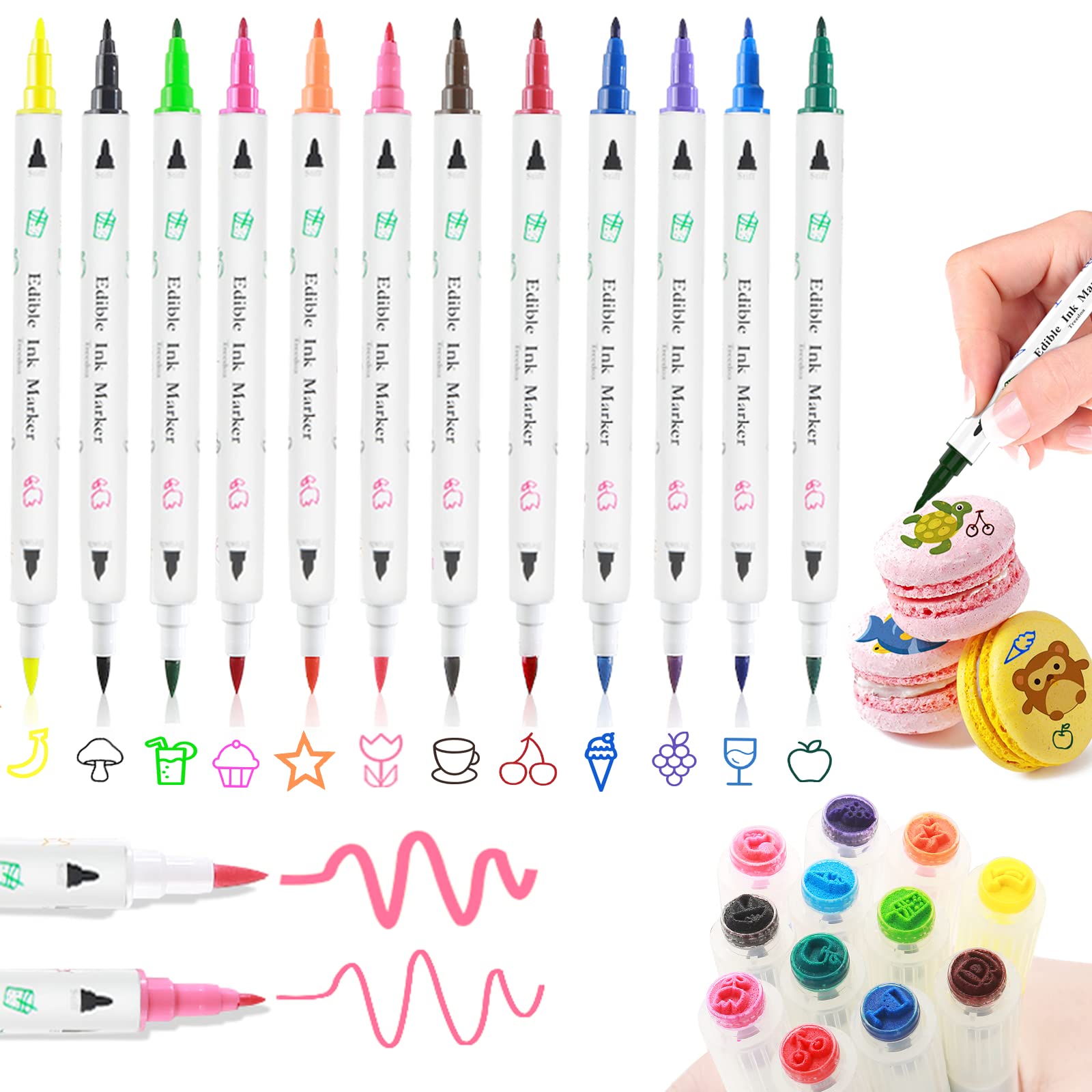  Treedoa Edible Food Colouring Marker Pens (Large, 10) :  Grocery & Gourmet Food
