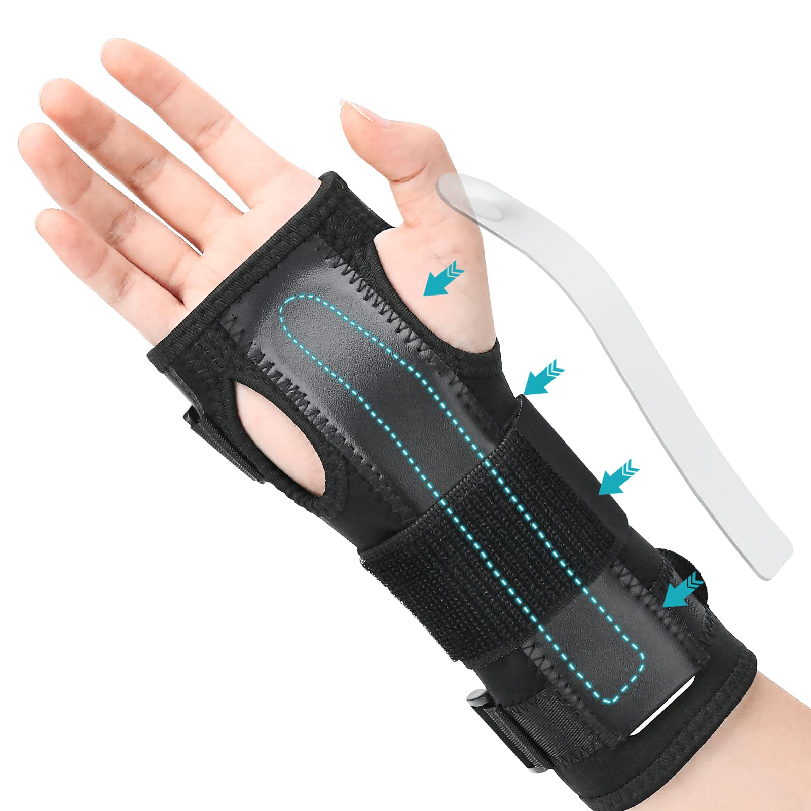 FITTOO Wrist Support Braces Hand Wraps Double Removable Steel Splints for  Carpal Tunnel, Tendonitis, Wrist Pain & Sports Injuries (Left Hand)