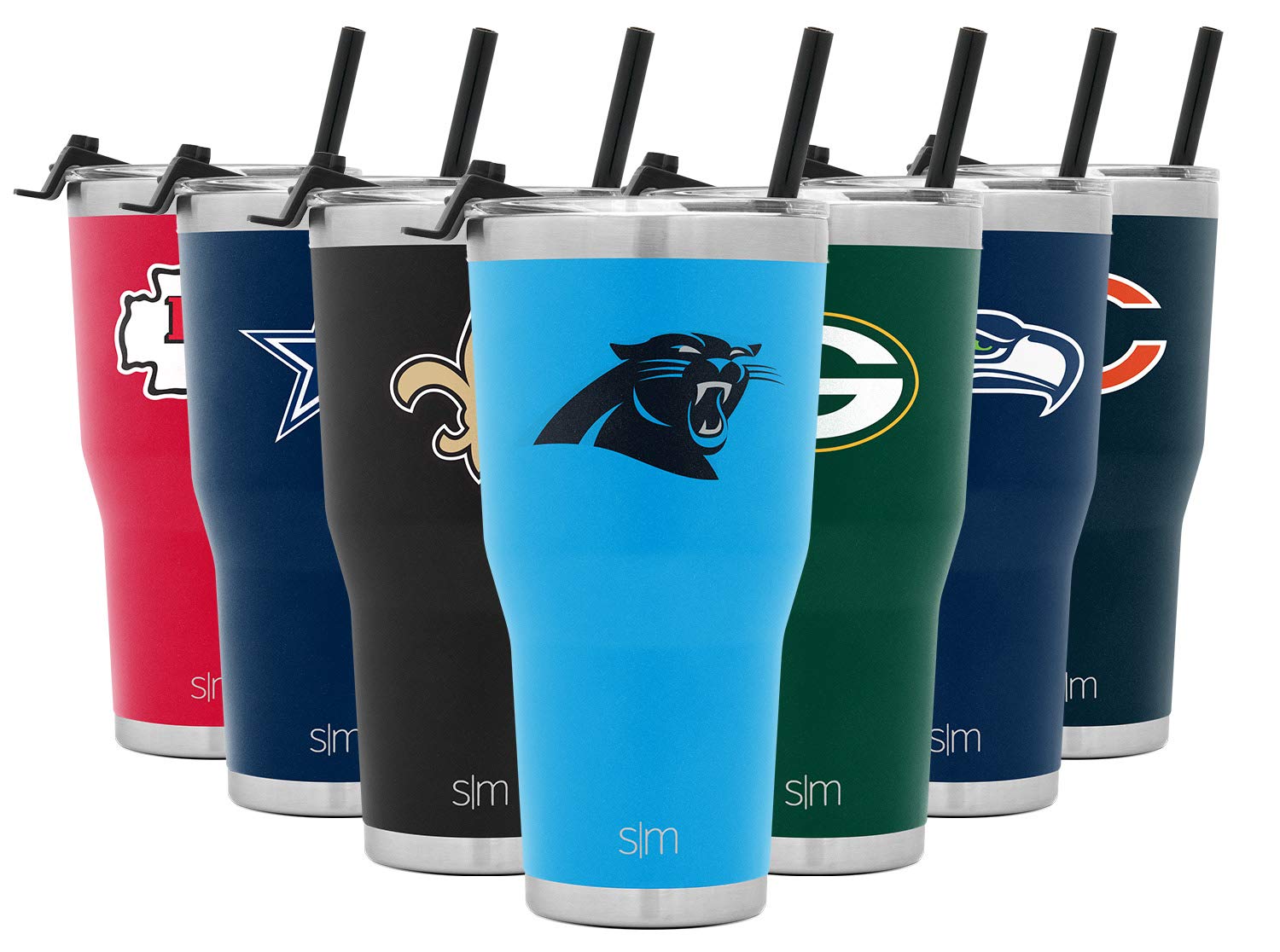  Simple Modern Officially Licensed NFL Carolina Panthers  Insulated Tumbler with Straw and Flip Lids, Gifts for Men and Women 24oz  Travel Mug Thermos, Classic Collection