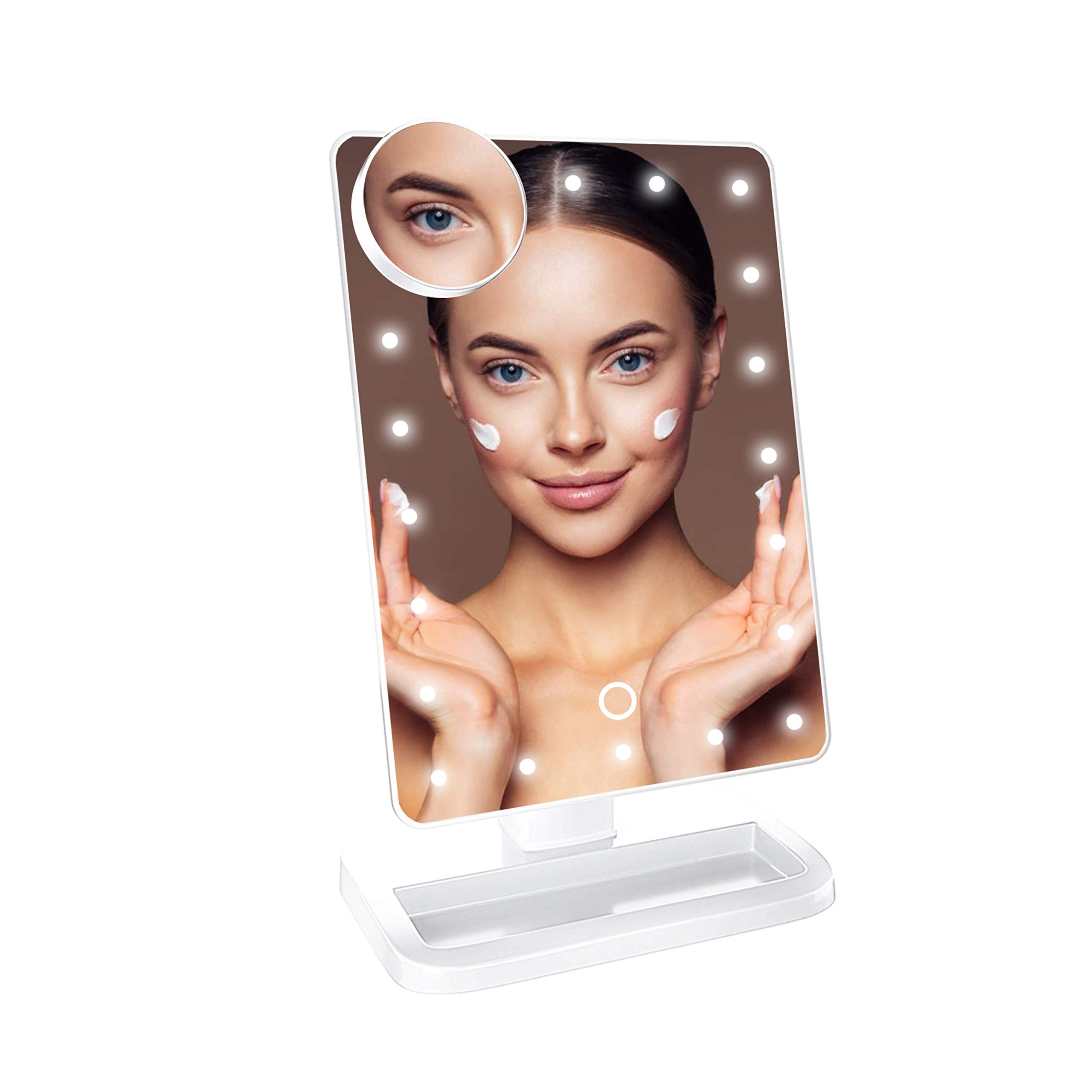 Impressions Vanity Touch Pad Mini Tri Tone LED Makeup Mirror with Flip  Cover (Black)
