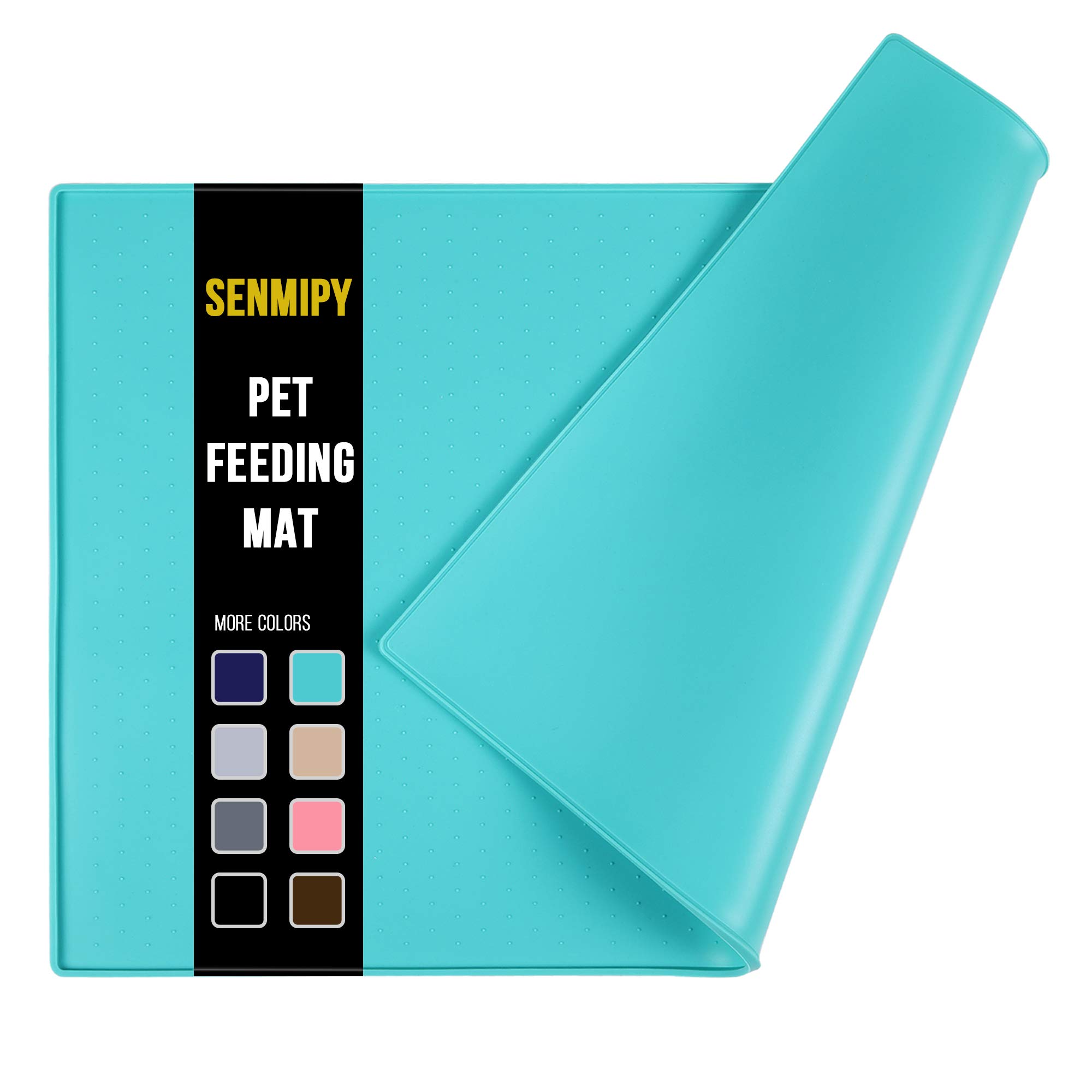 Senmipy Silicone Dog Food Mat - Waterproof Dog Bowl Mats for Food and Water  Bowls, Raised Edges Non-Slip Cat Food Mat, BPA Free Pet Mats for Dog Bowls  23x15 Inch (Pack of