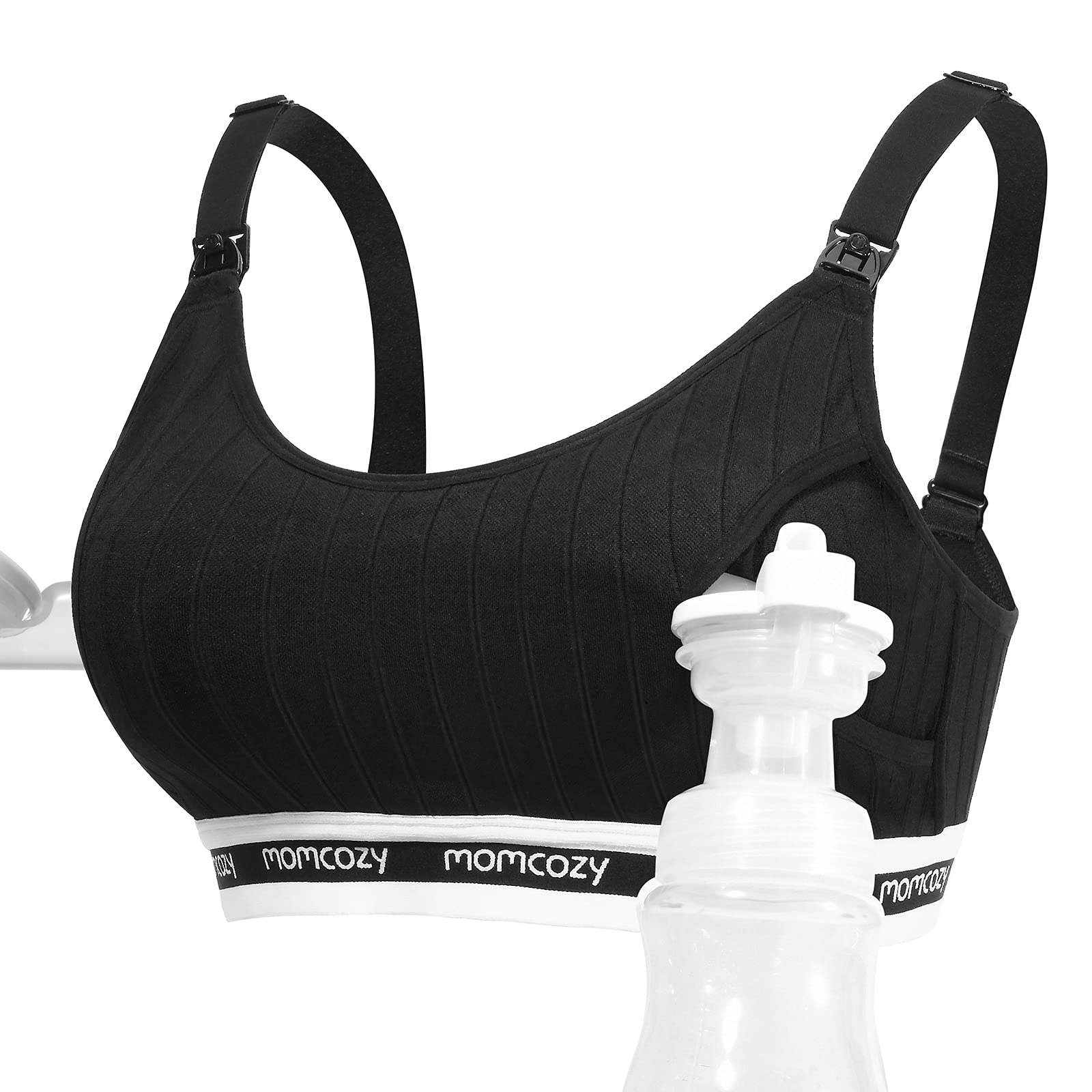 LOVELYBOBO 2 Pack Hands-Free Pumping Bra and Nursing Bra, Adjustable  Breastfeeding Bra, Suitable for Breast Pumps, M-XXL,(Black+Nude)