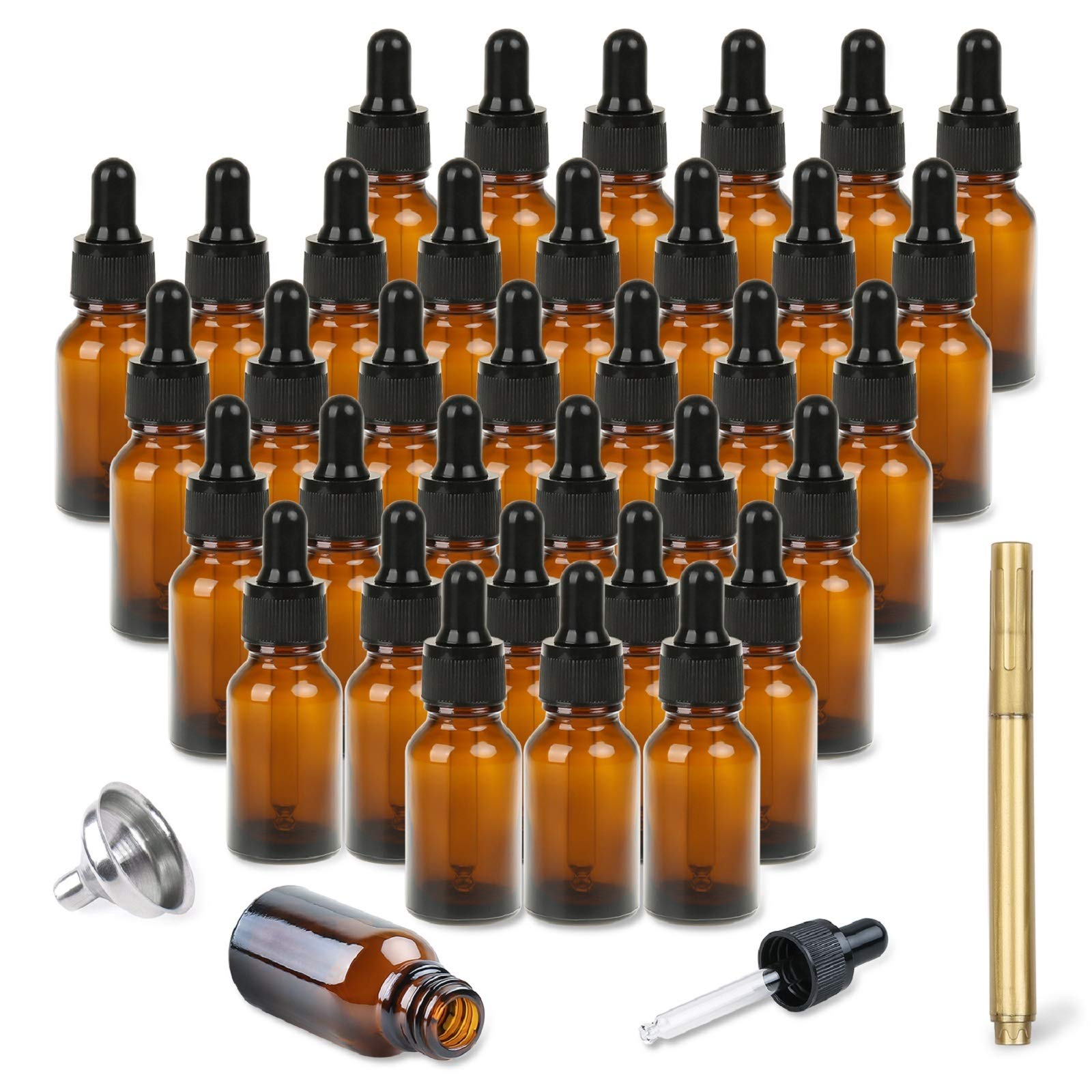 Amber Glass Bottles with Glass Droppers