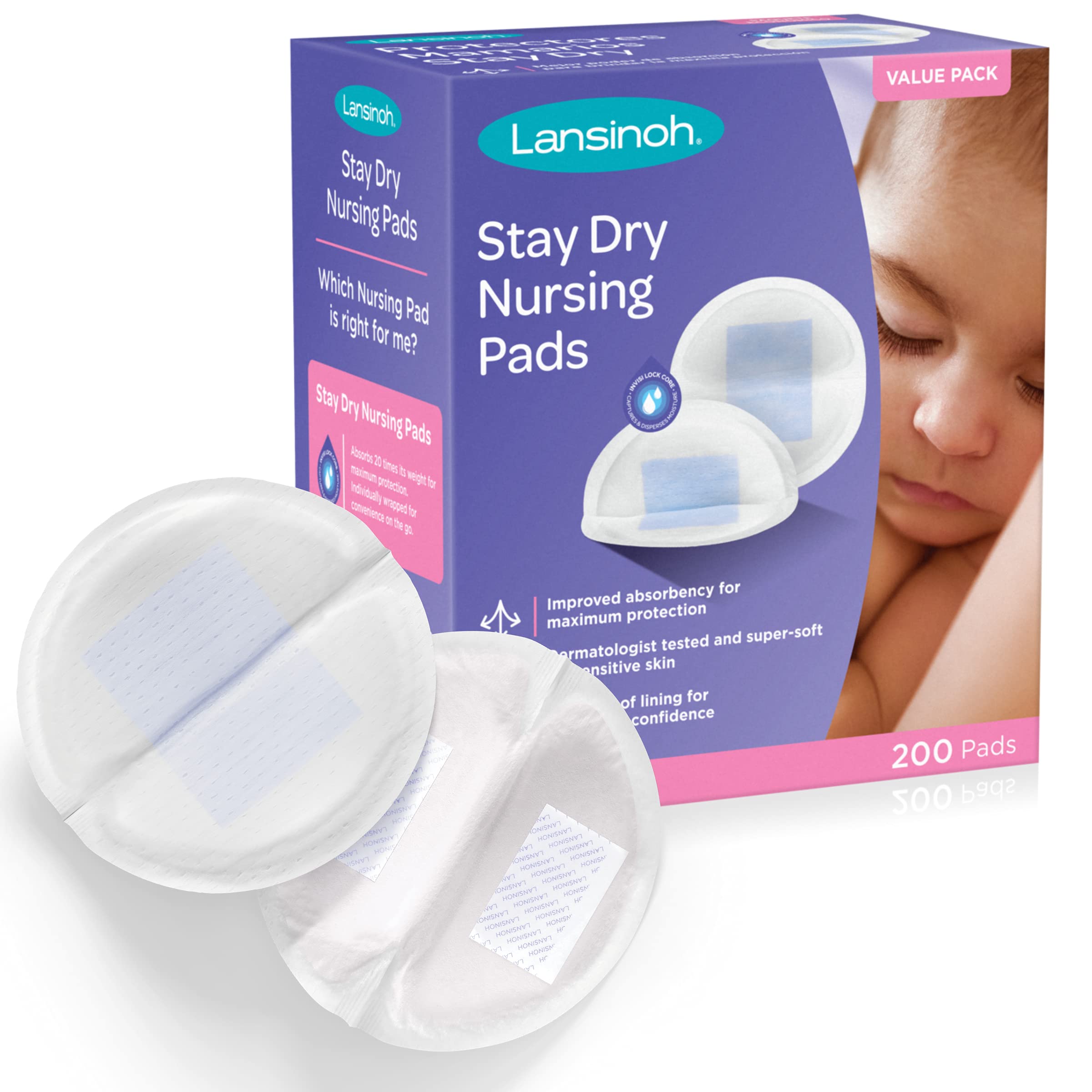 102 ct Lansinoh Stay Dry Nursing Pads and Parents Choice Premium