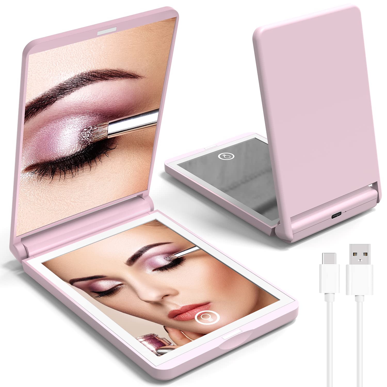 Usb Led Maquillage Miroirs avec lumières Rose 360 Portable Pliable Smart  Travel Facial Make Up Tabletop Mirror Cosmétique Vanity Miroir