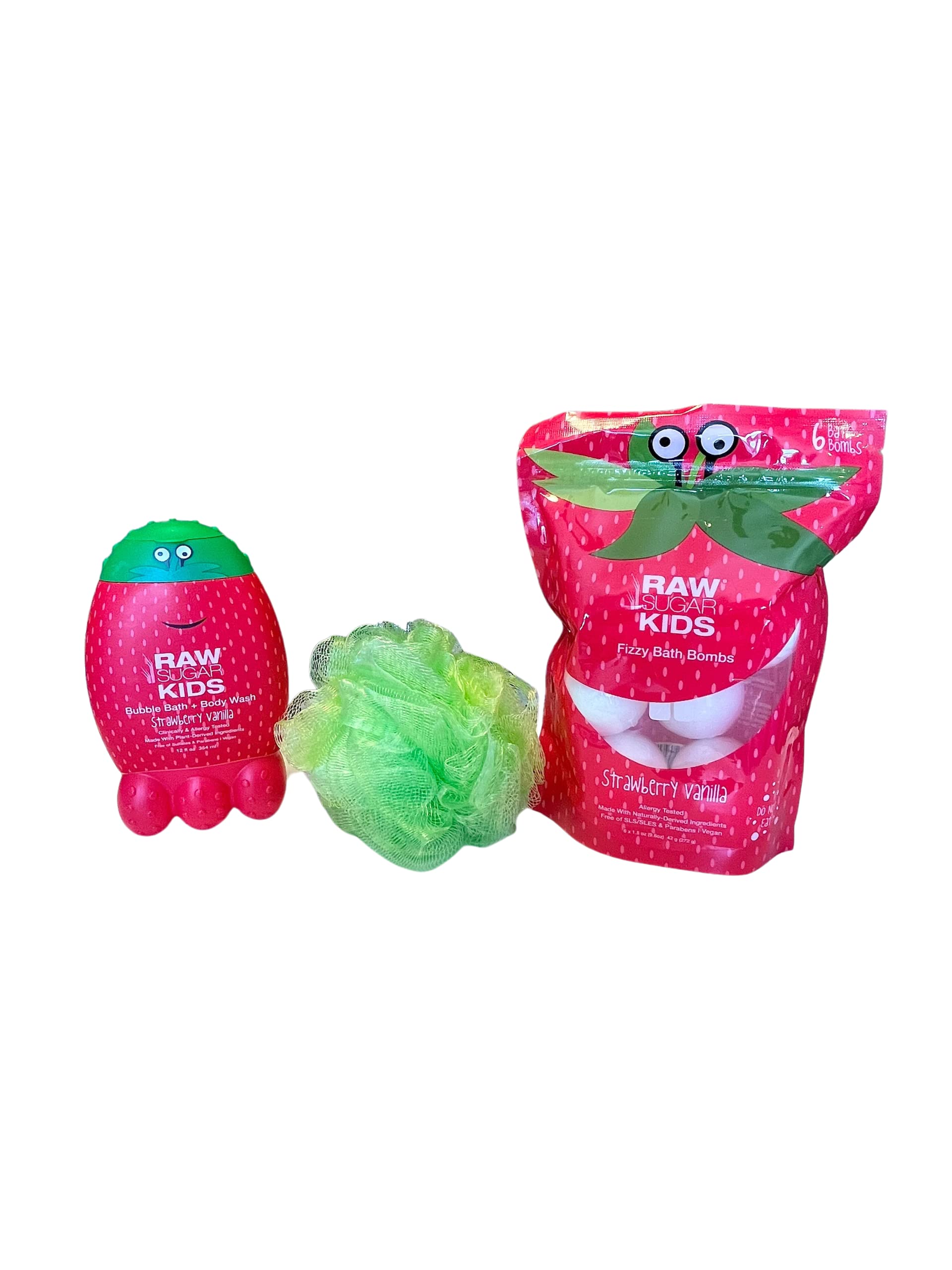 Raw Sugar Kids Bubble Bath + Body Wash - Strawberry Vanilla, 12 fl oz
