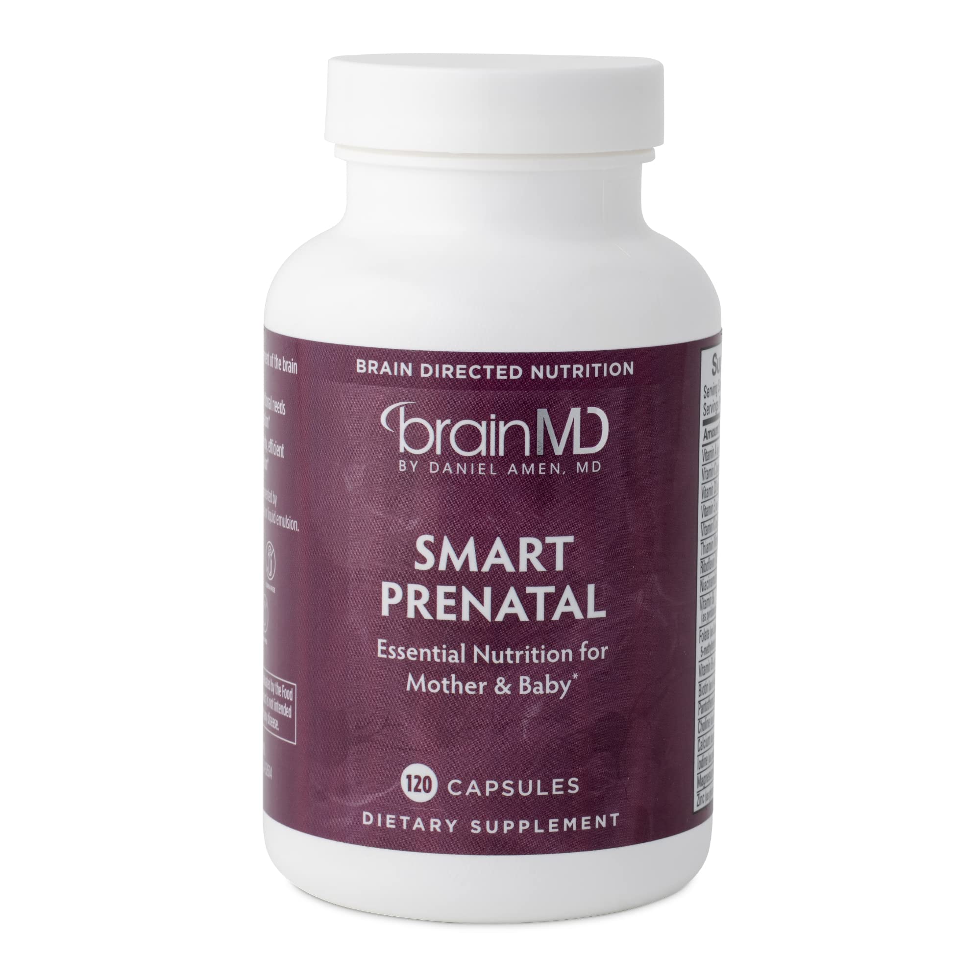 Dr Amen BrainMD Smart Prenatal - 120 Capsules - Multivitamin for Mom & Baby  Promotes Healthy Pregnancy 