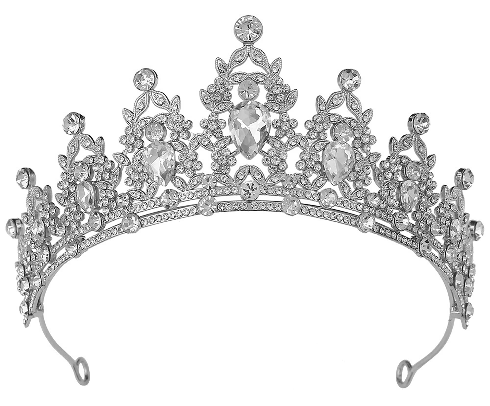 Crystal Queen Crowns Rhinestone Princess Tiaras for Womens Girls Silver ...