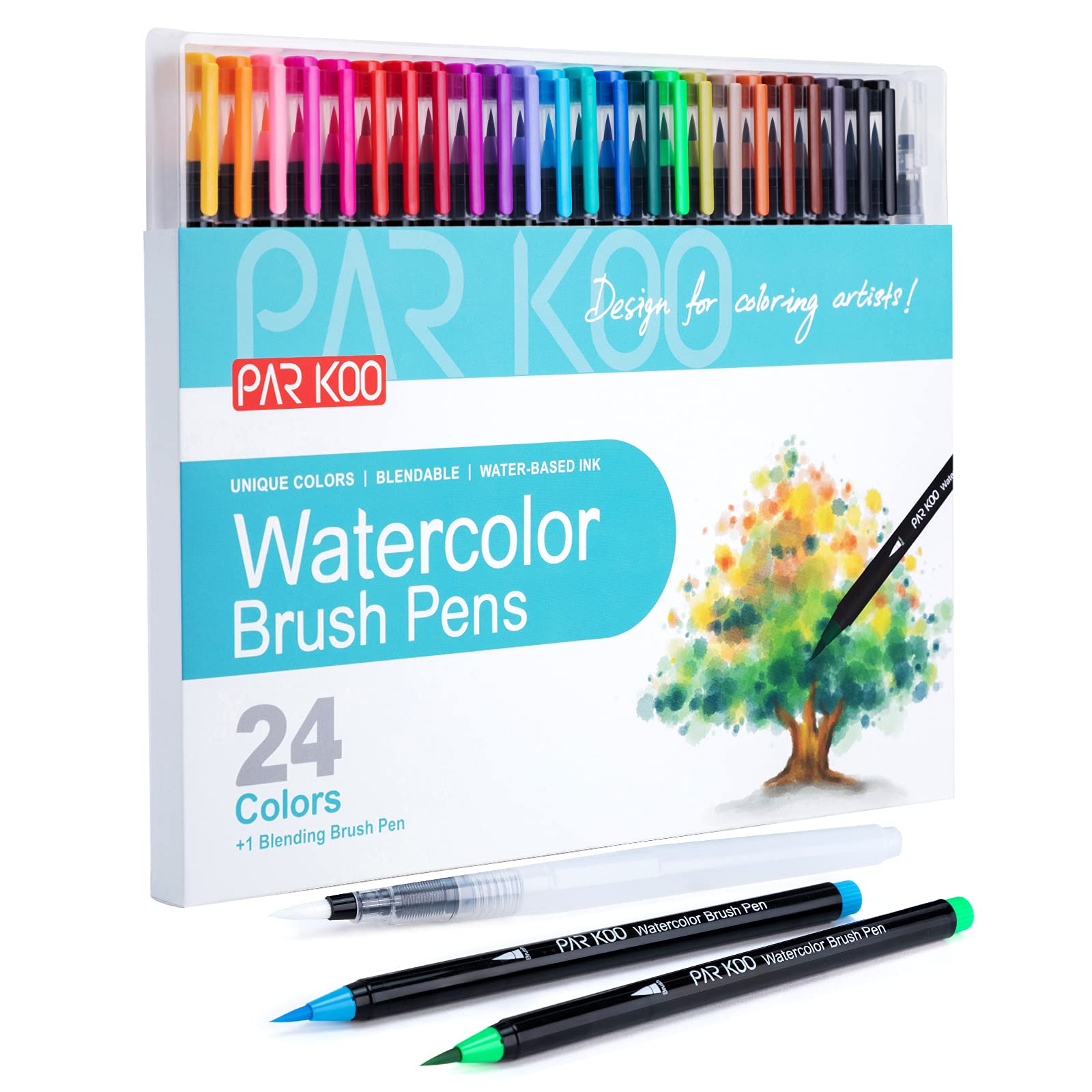 Acrylic Paint Set, ParKoo 24 Colors Craft Paint Supplies (1.2oz /36ml) with  3 Paint Brushes, Non-Toxic Rich Pigment Art Paints for Canvas, Rock